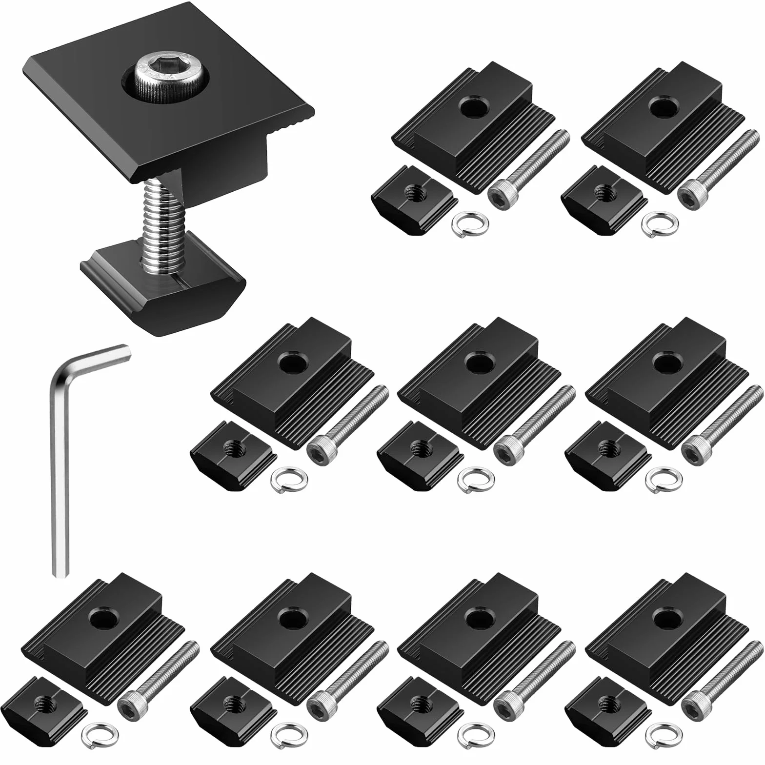 Anbte 10 Pezzi Staffa di Montaggio Pannelli Solari Morsetti T Nero 40mm