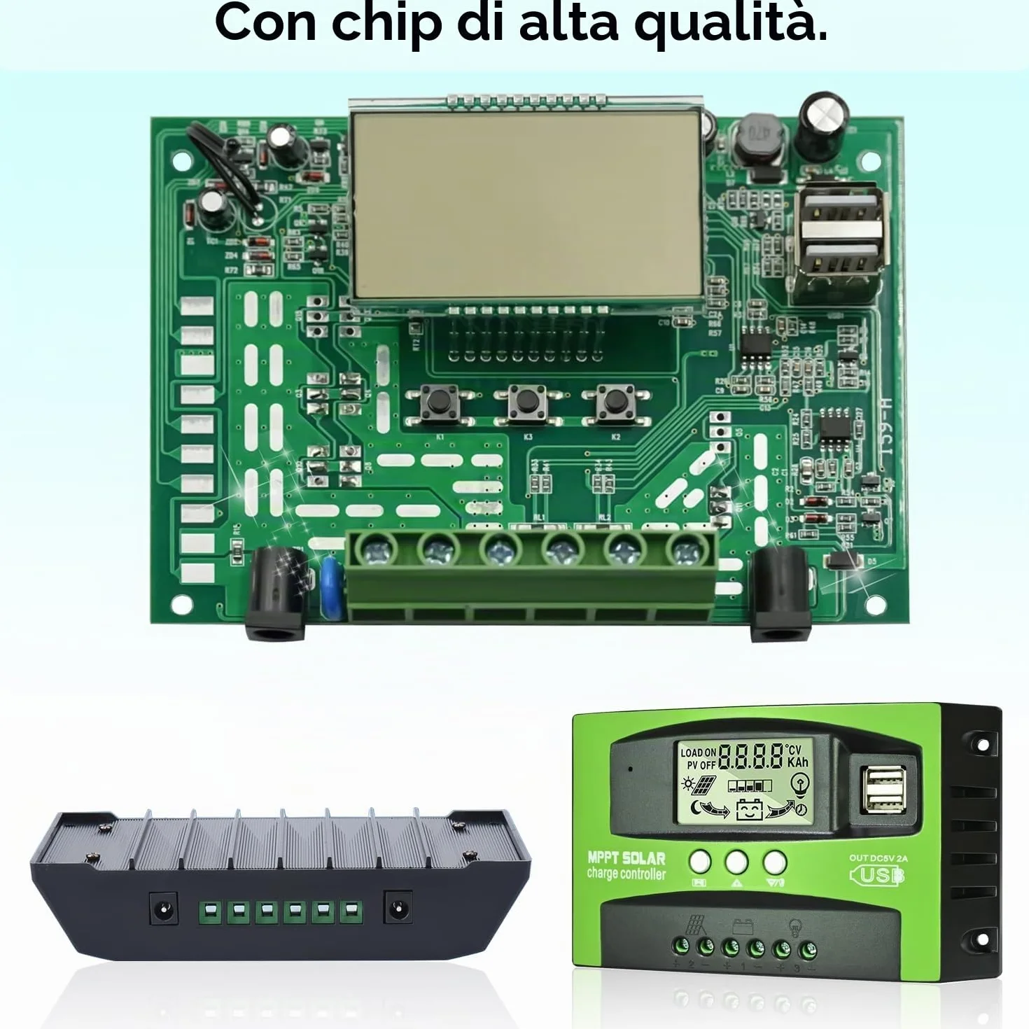 MPPT 30A Regolatore di Carica Solare 12V 24V Auto, Regolatore di Carica 30A MPPT con Sensore Temperatura e LCD Display 2 porte USB Adatto, per pannelli solari 12V 24V al Piombo e Litio Batterie