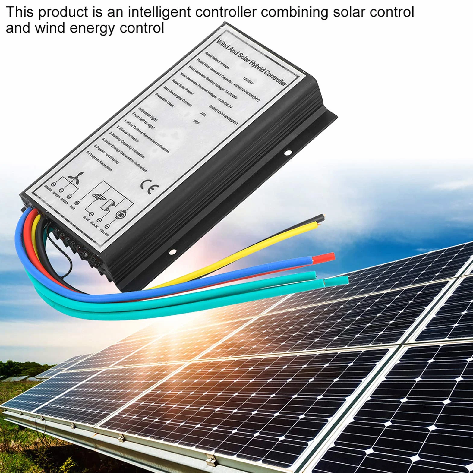 Generatore di Carica Ibrida Solare Eolica, 12/24 V 400/800 W + 500/1000 W Generatore di Carica Ibrida a Energia Solare Controller per Piccoli Controller di Energia