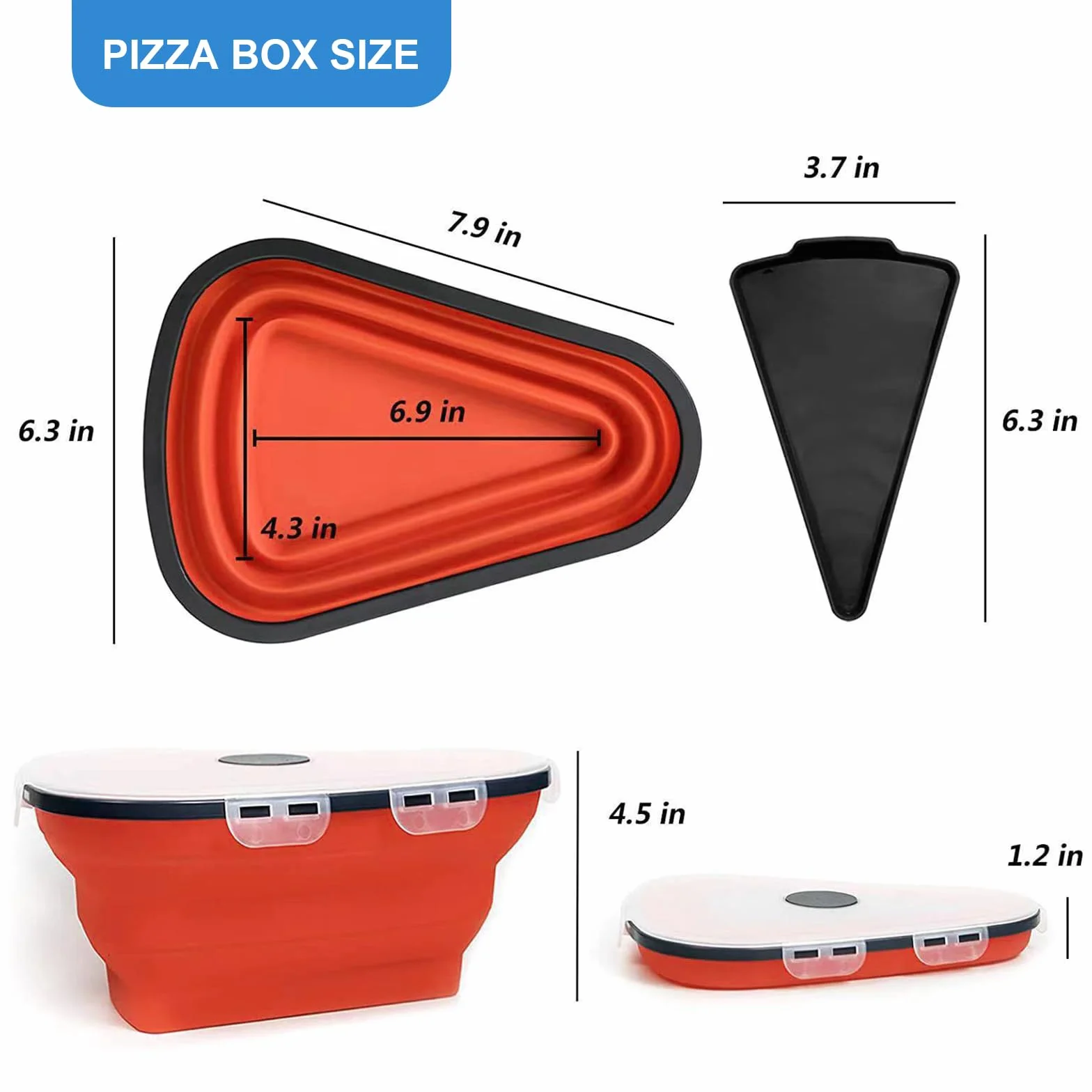 Pojemnik na pizzę składany silikonowy z pokrywką, wielokrotnego użytku, 100 szt. papieru do pieczenia, oszczędzający miejsce