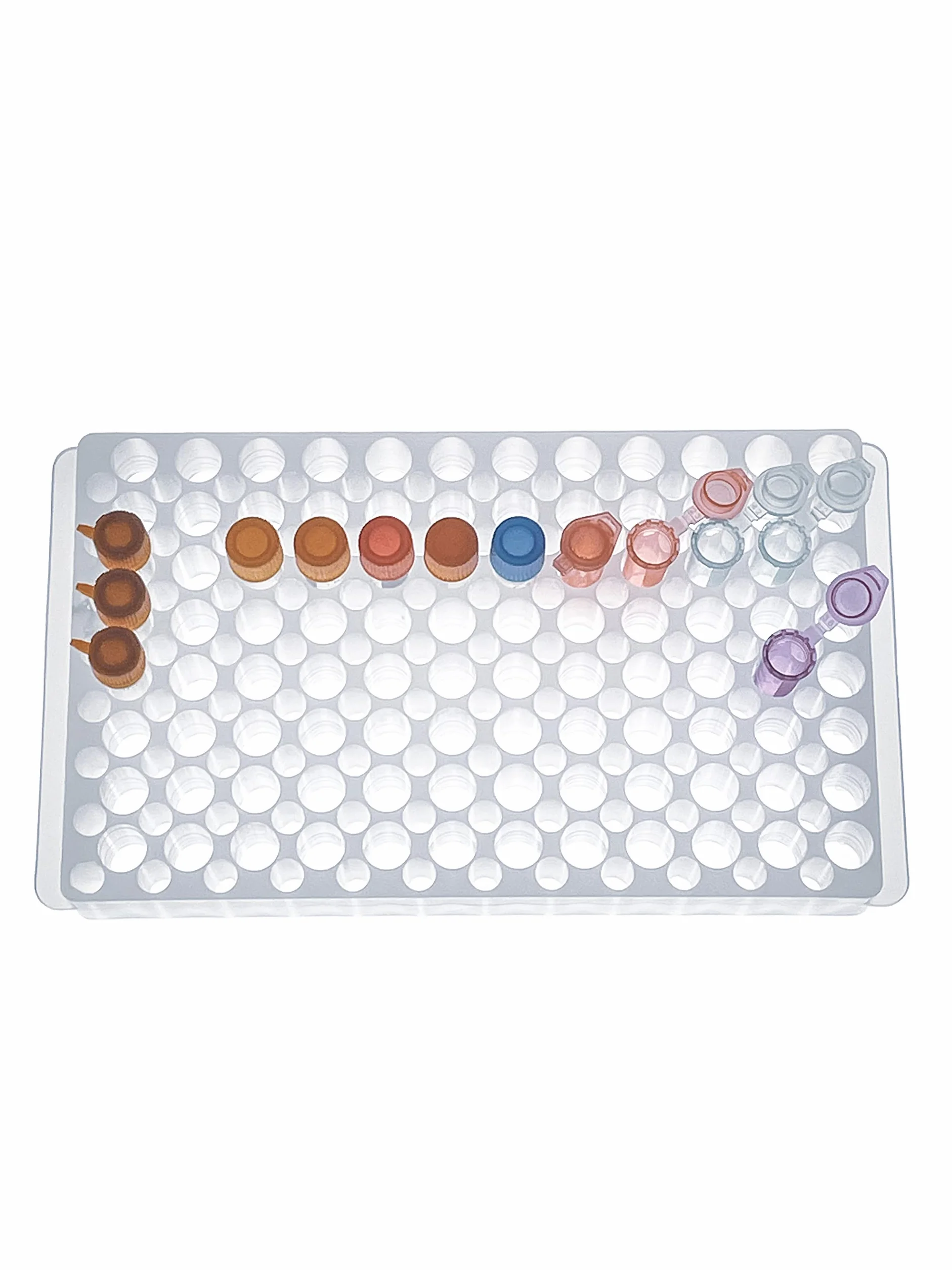 MUHWA Portaprovette Doppio Pannello 96 Posizioni per Microprovette 0,2-1,5 ml, Portafiale da Laboratorio