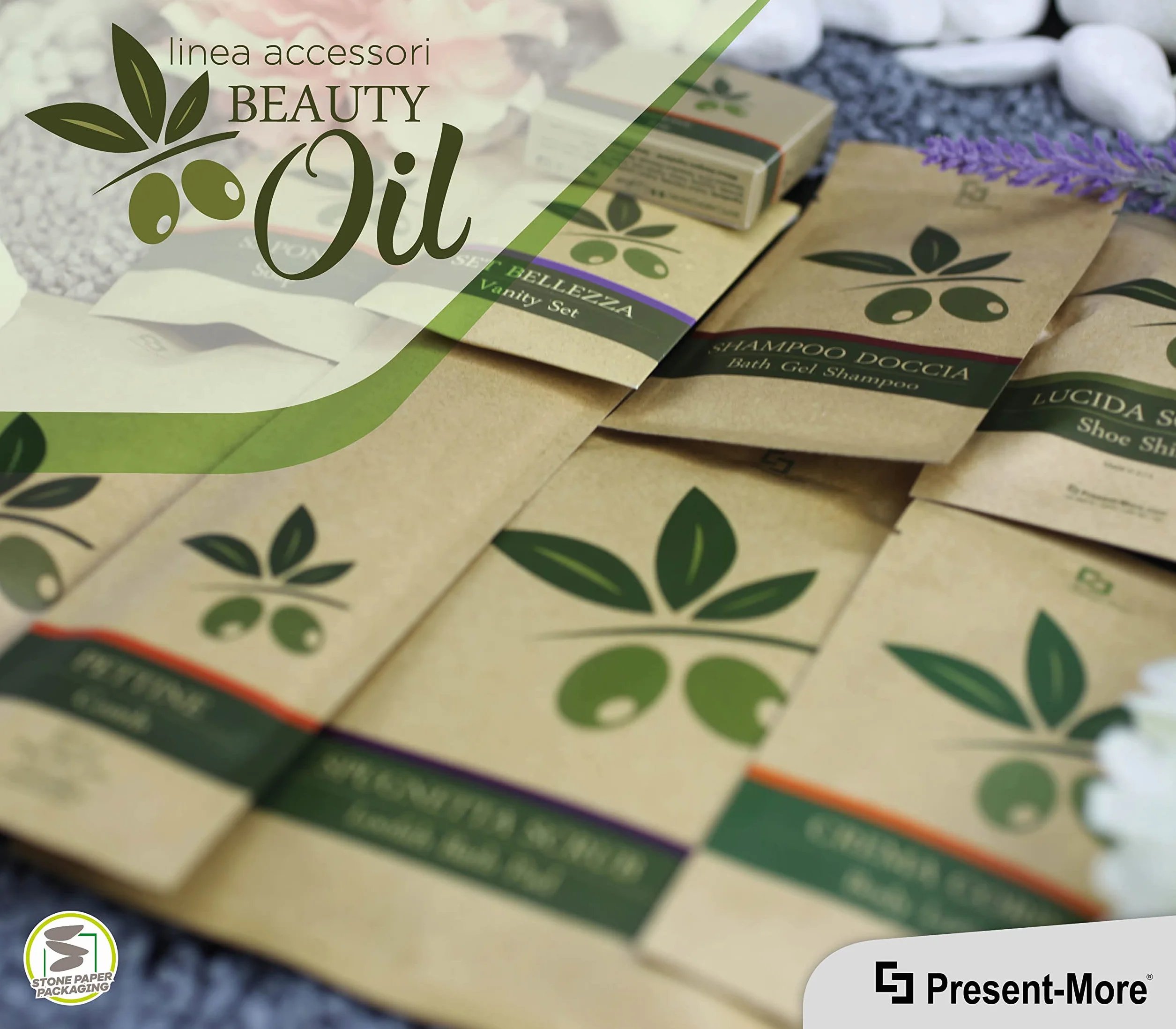 Kit Cucito 50 Pezzi Linea Beauty Oil - Ago Fili Bottoni Spilla da Balia - Packaging Ecologico Stone Paper