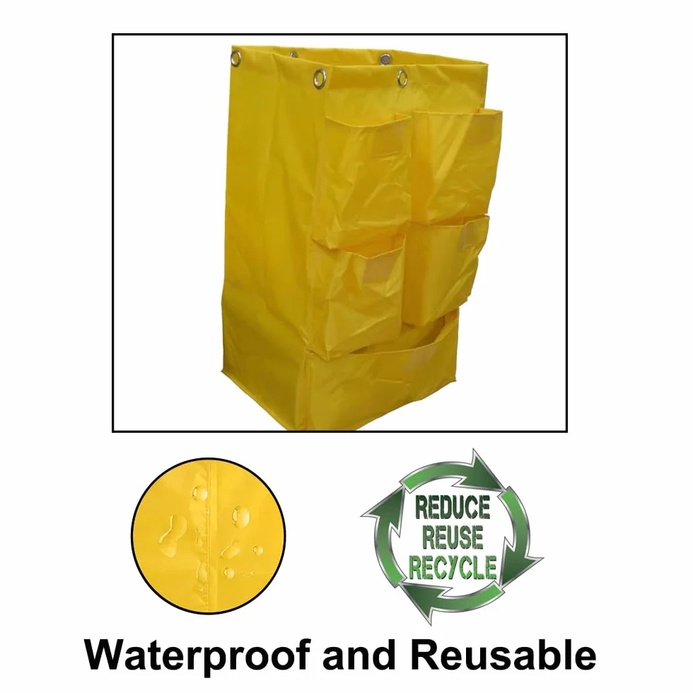 Borsa di ricambio per carrello di pulizie, grande capacità, per pulizia e pulizia delle pulizie, borsa per la pulizia del carrello e carrello per la pulizia
