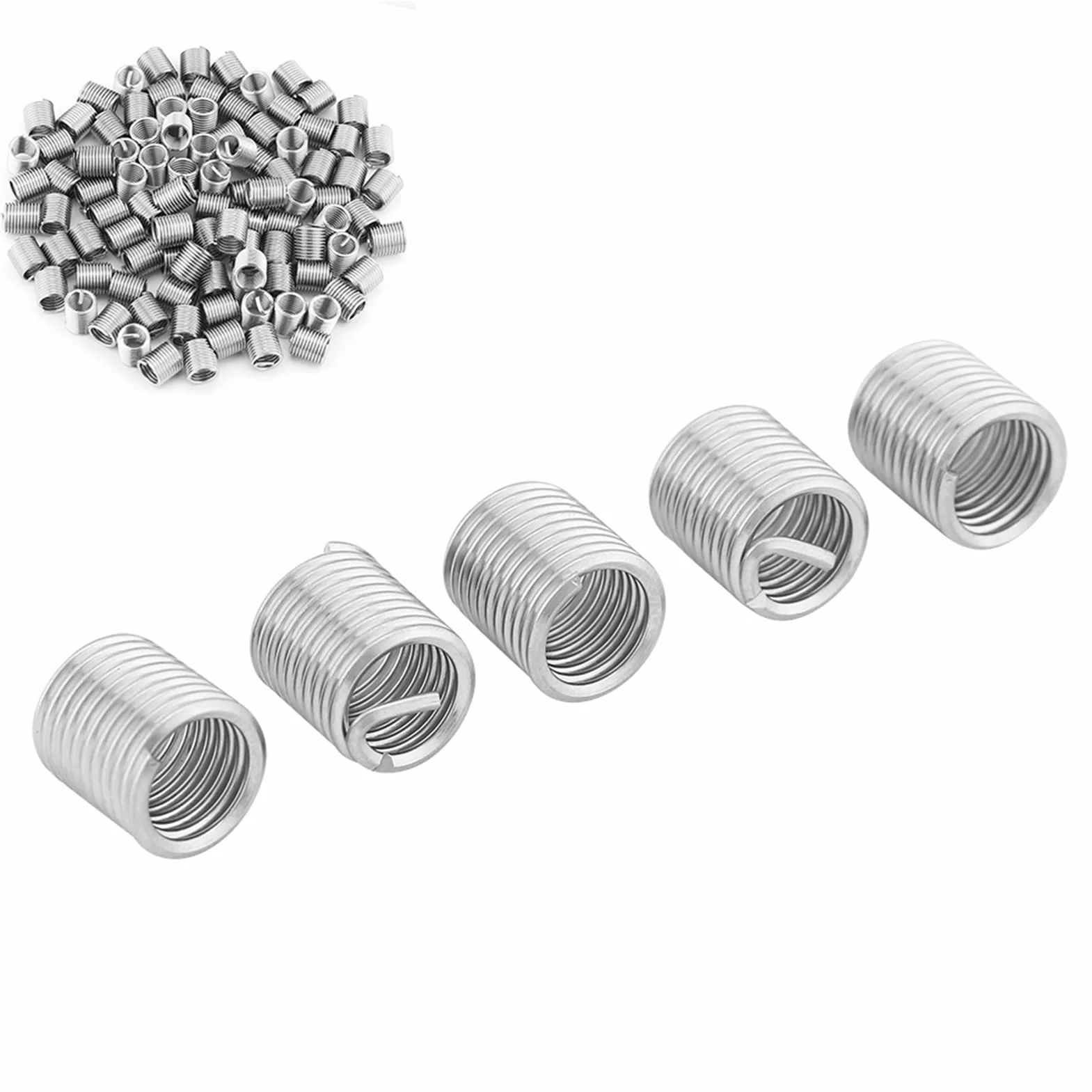 Inserti Filettati Elicoidali M8 x 1.25 Acciaio Inossidabile SS304 100 Pezzi Lunghezza 2D