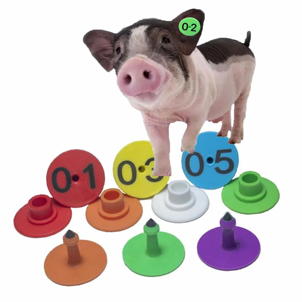 100 pezzi di etichette auricolari rotonde for maiali, identificazione pratica dell'orecchio del bestiame con numeri for pecore, maiali e volpi da 0 a 100