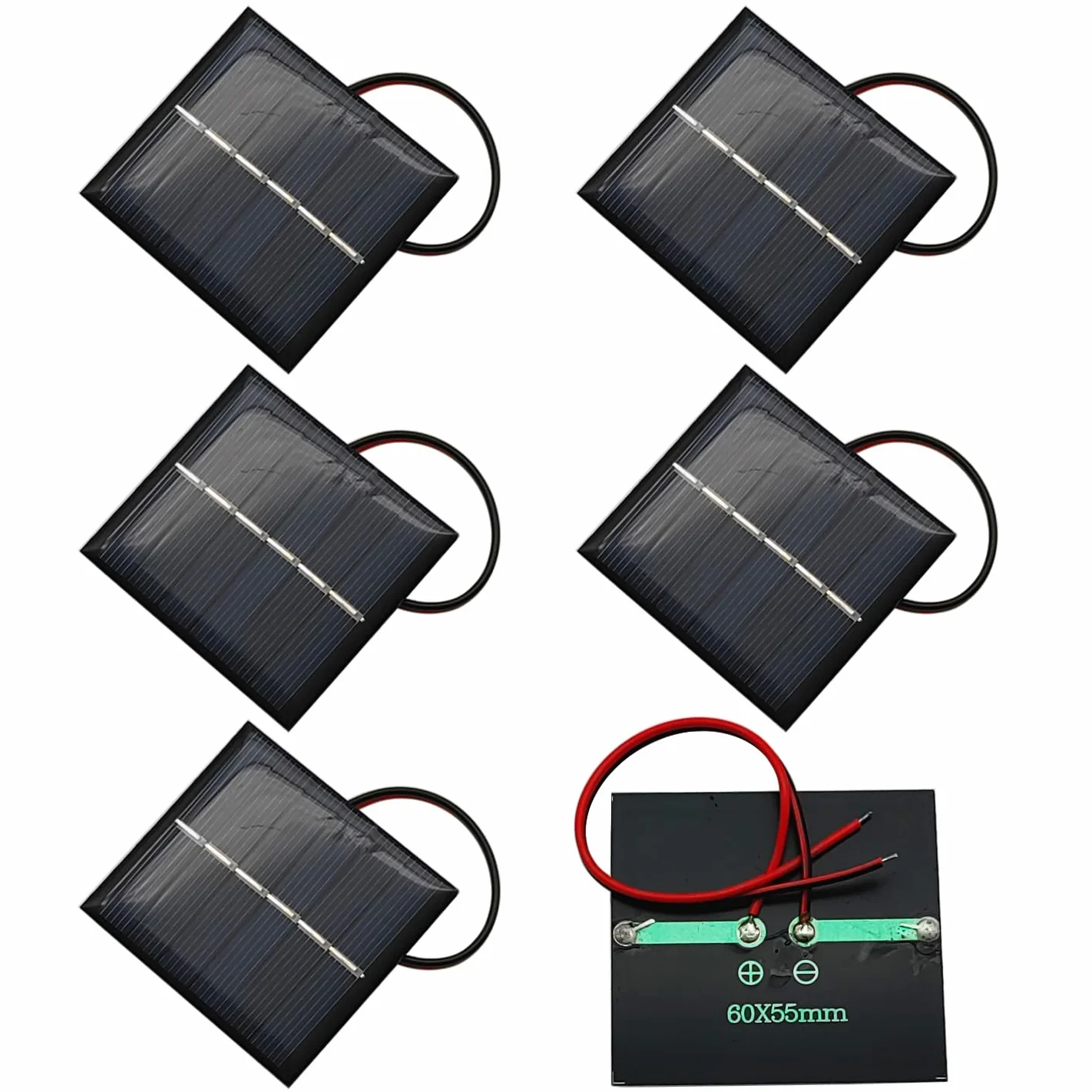 GTIWUNG 6 Pezzi 3V 0,55W 60X55mm Micro Mini Pannelli Solari Modellismo, Pannello Solare Portatile Modulo di Alimentazione Modulo Caricabatteria per Energia Solare, Home DIY, Progetti di Scienza