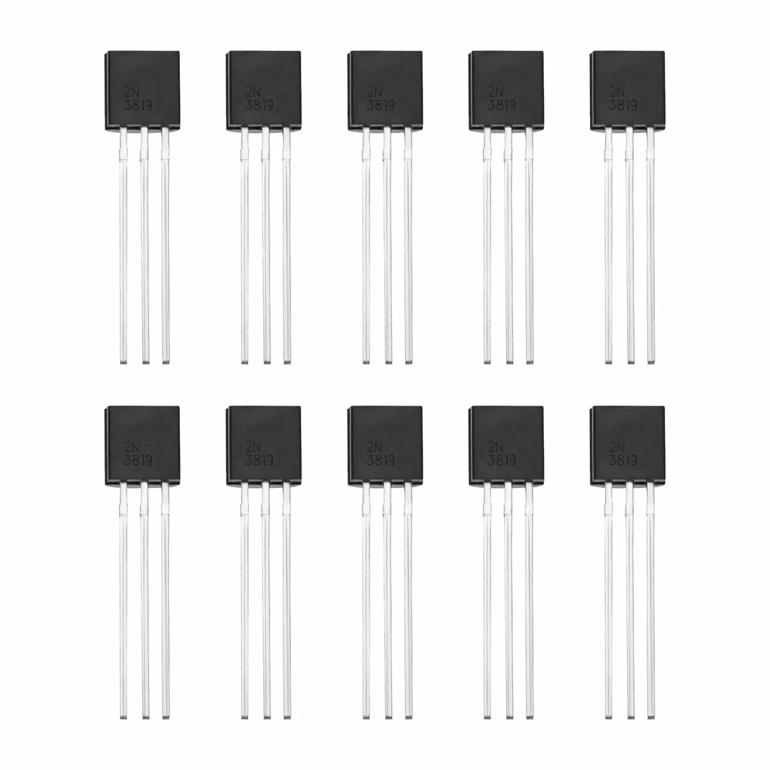ECSiNG 10 Pezzi Transistor J-FET A Canale N DC 25 V 100 MA 2N3819 Transistor J-FET TO-92 Transistor FET Per Applicazioni Di Mixer Audio Basate Su RF