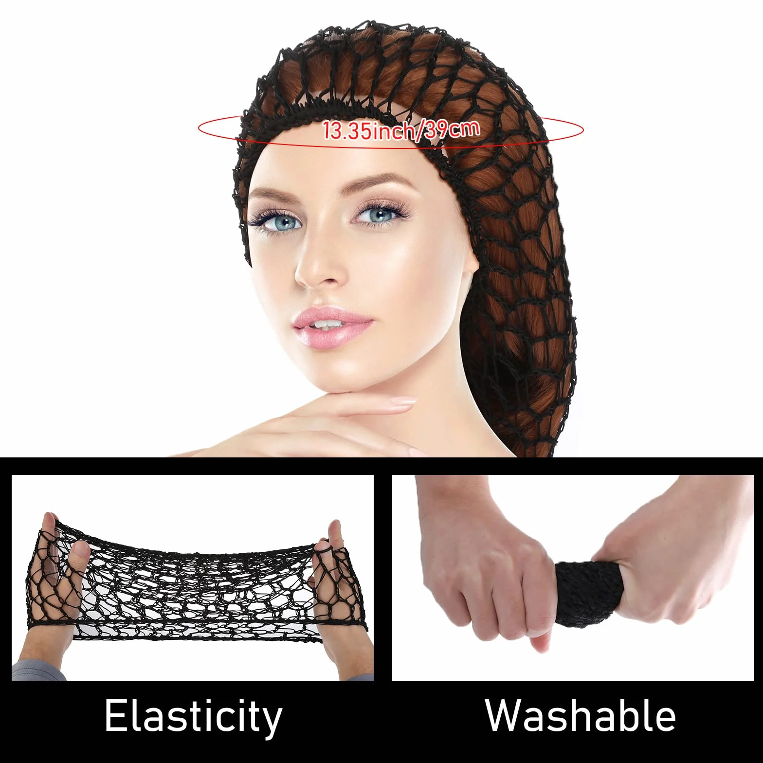 Rete Capelli Rayon Knit Snood Cappello Morbido Grande Copertura per Donne Ragazze Capelli Lunghi Lisci Ricci 2 Pezzi