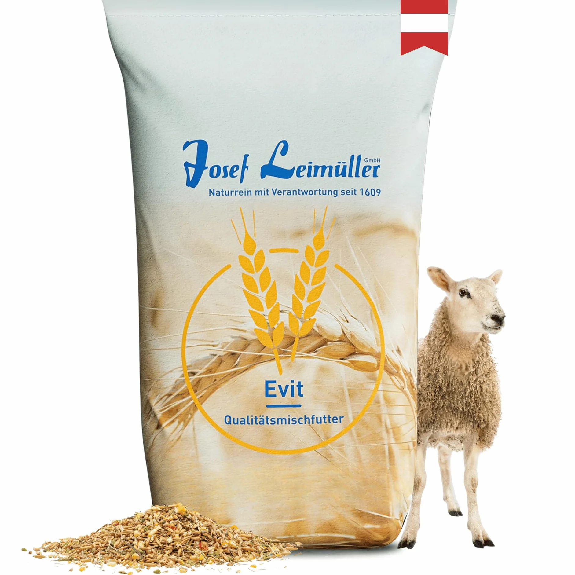 Leimüller Mangime muesli per pecore, Capre e agnelli 20 kg - 100% naturale, Senza OGM, Alta digeribilità - Prodotto in Austria con ingredienti di qualità