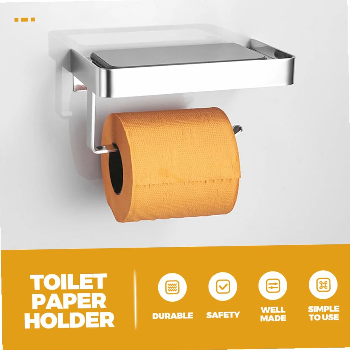 NUOBESTY Portarotolo Carta Igienica con Ripiano per Smartphone Supporto da Muro in Acciaio Inossidabile Antiruggine Bagno e Toilet