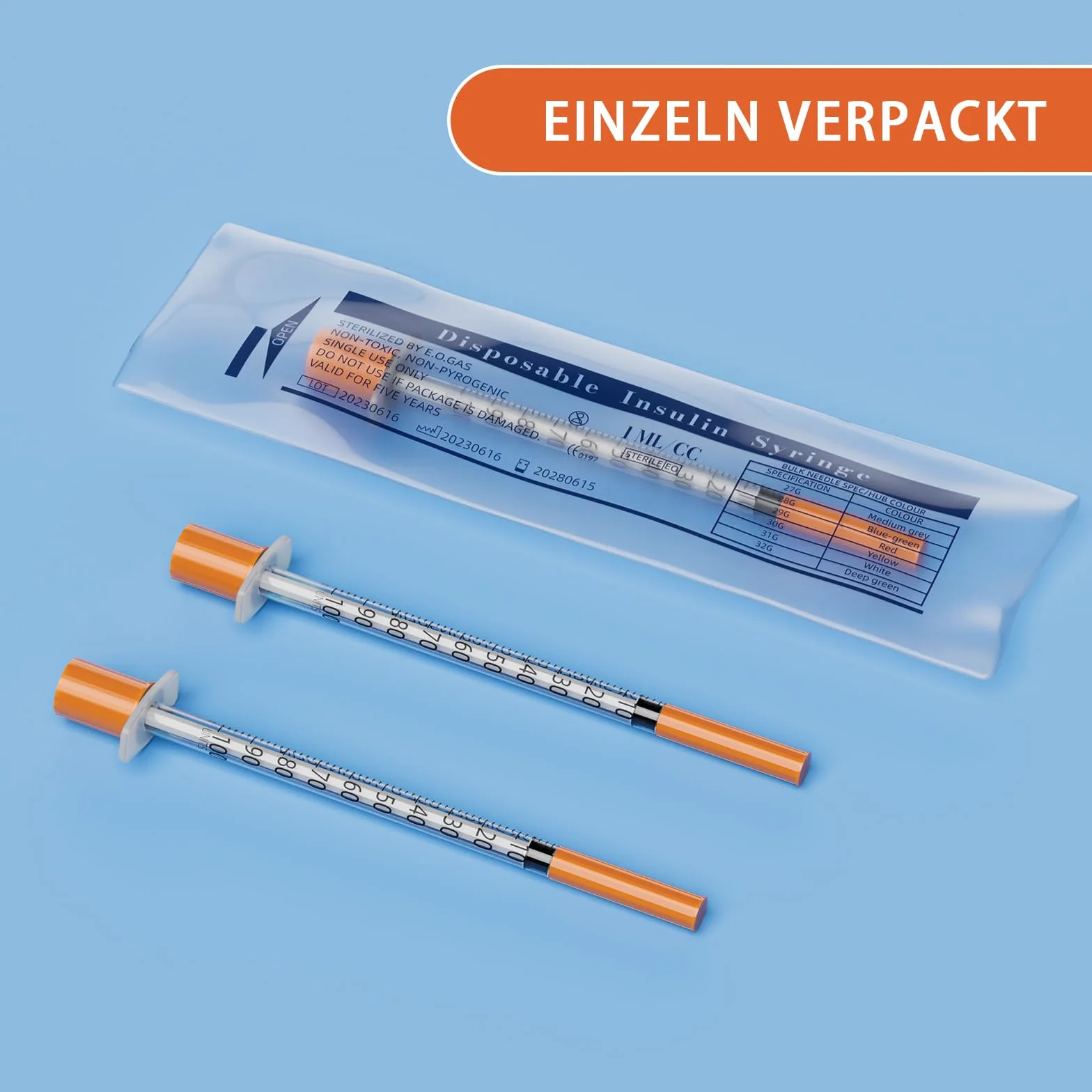 Siringa con scala Tubo di plastica 1 ml 31 G 6 mm accessori da laboratorio 20 pezzi