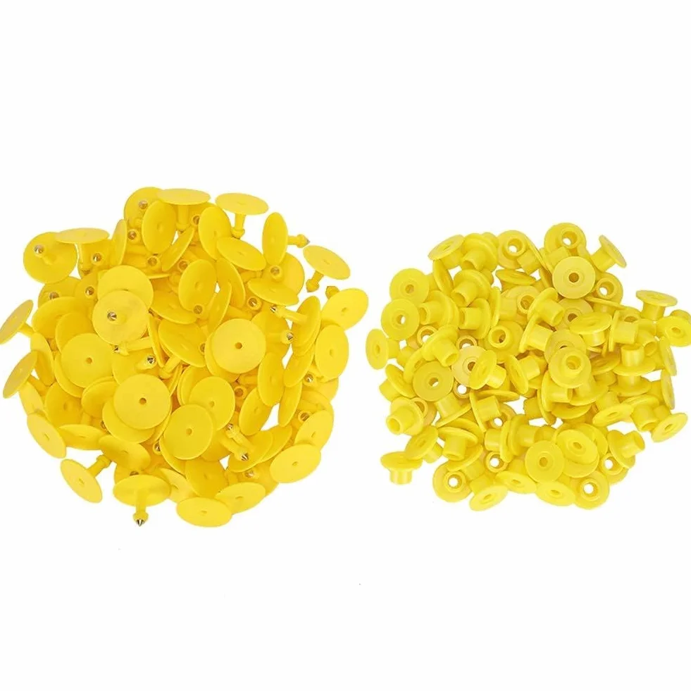 100pcs marchi auricolari di pecora giallo PU marchi auricolari identificazione bestiame etichette auricolari vuote per capra agnello bovini mucche maiali(Giallo)