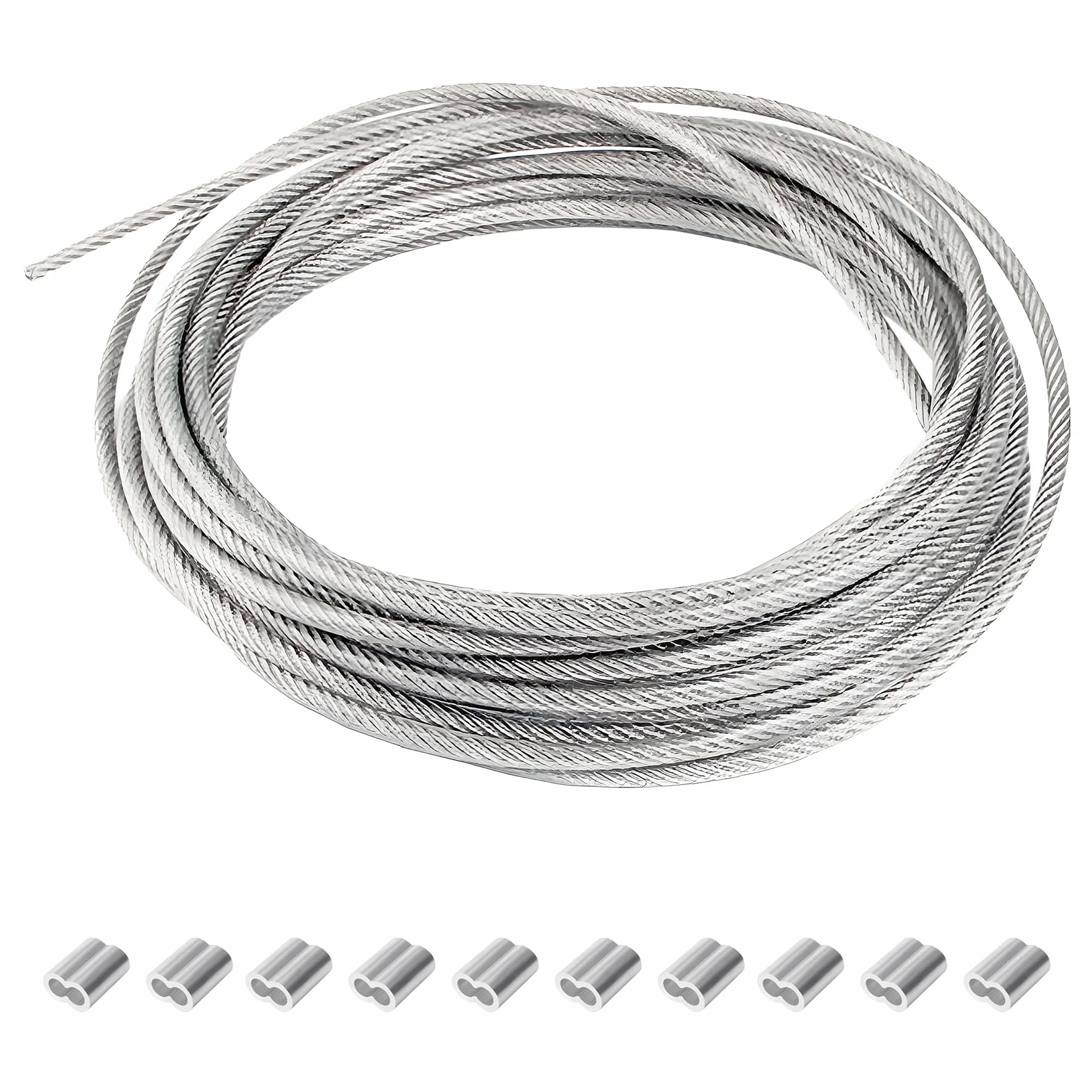 18m 3mm Cavo Acciaio Inox 304, Fune in Filo Acciaio Rivestito PVC, Nucleo 7 x 7, Corda Metallica in Acciaio