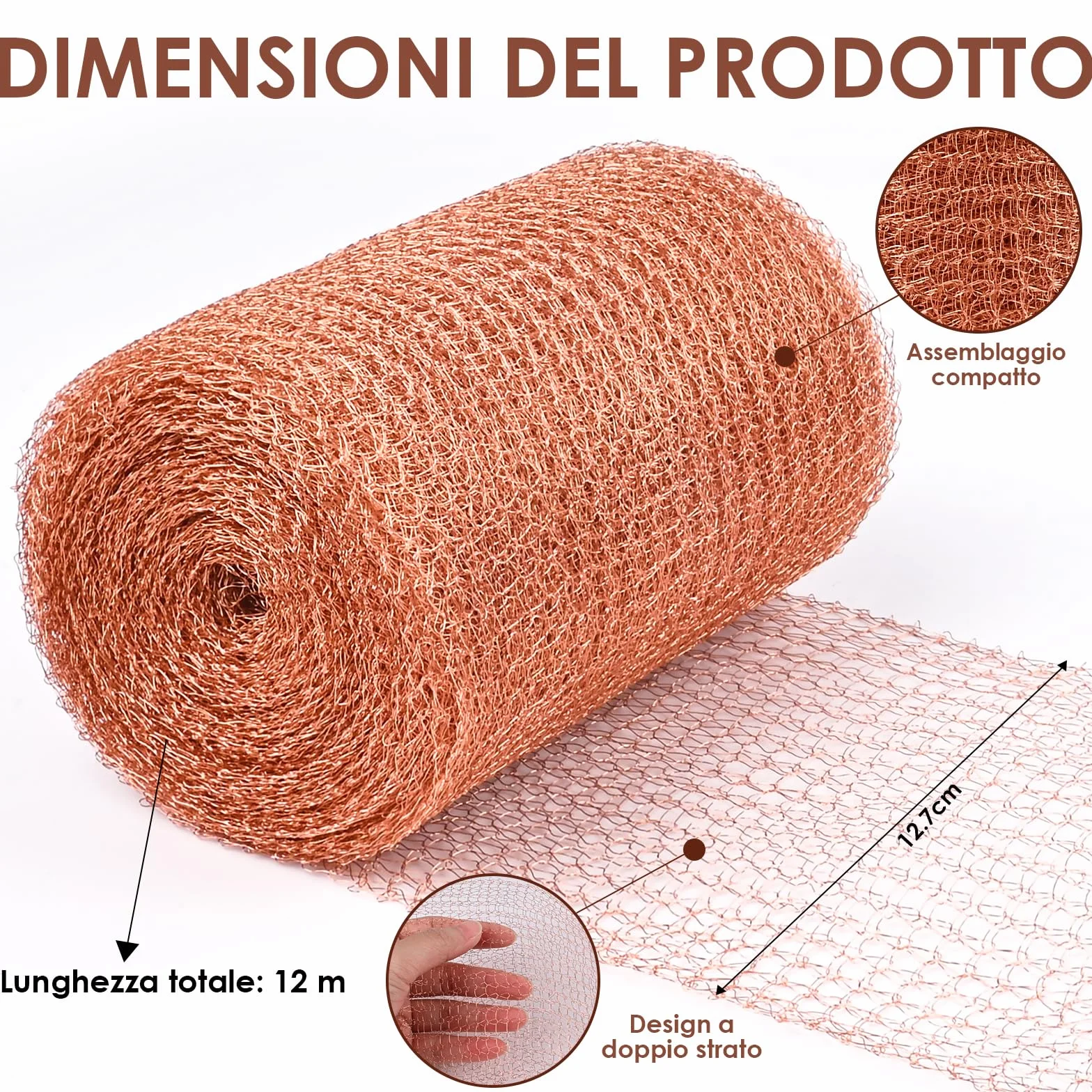 Nastro in Rame Contro Le lumache, 12 m x 12,7 cm, Doppio Strato di Repellente per lumache, in Rame, tagliabile per prevenire Topi da Giardino, Uccelli e lumache