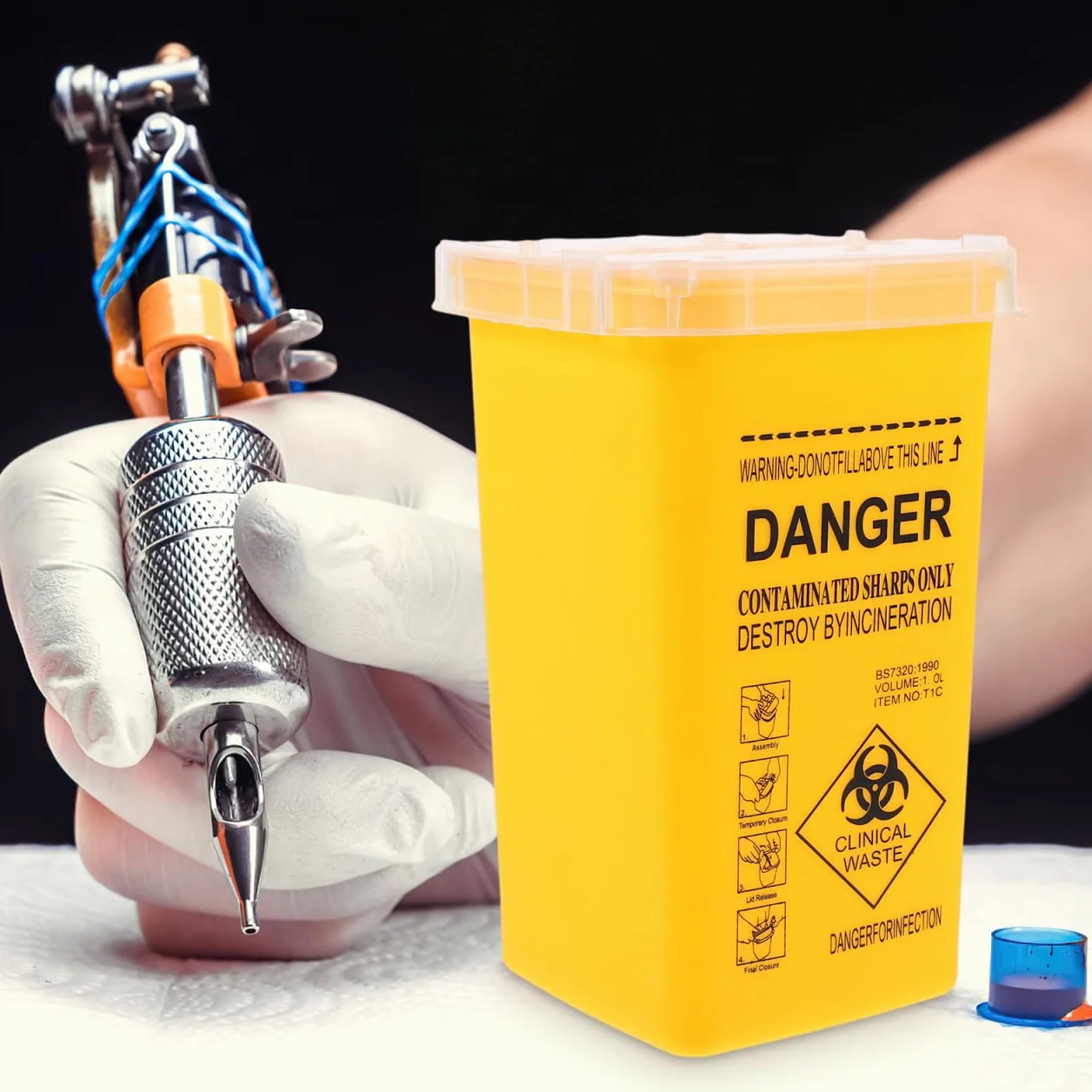 Serbatoio di scarico per cannule Medibox 1 litro giallo 5 pezzi