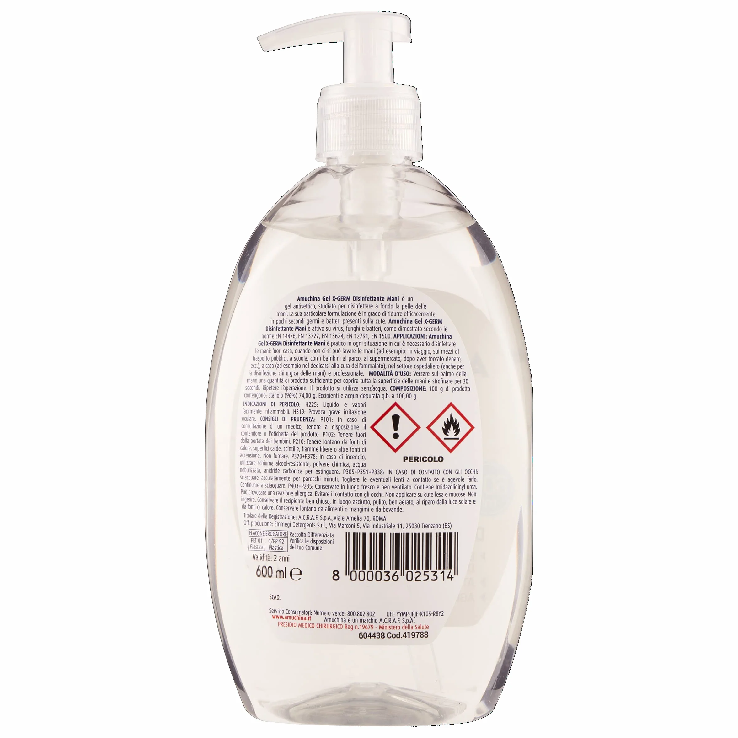 AMUCHINA Gel Mani Disinfettante, Trasparente, 1 pezzo