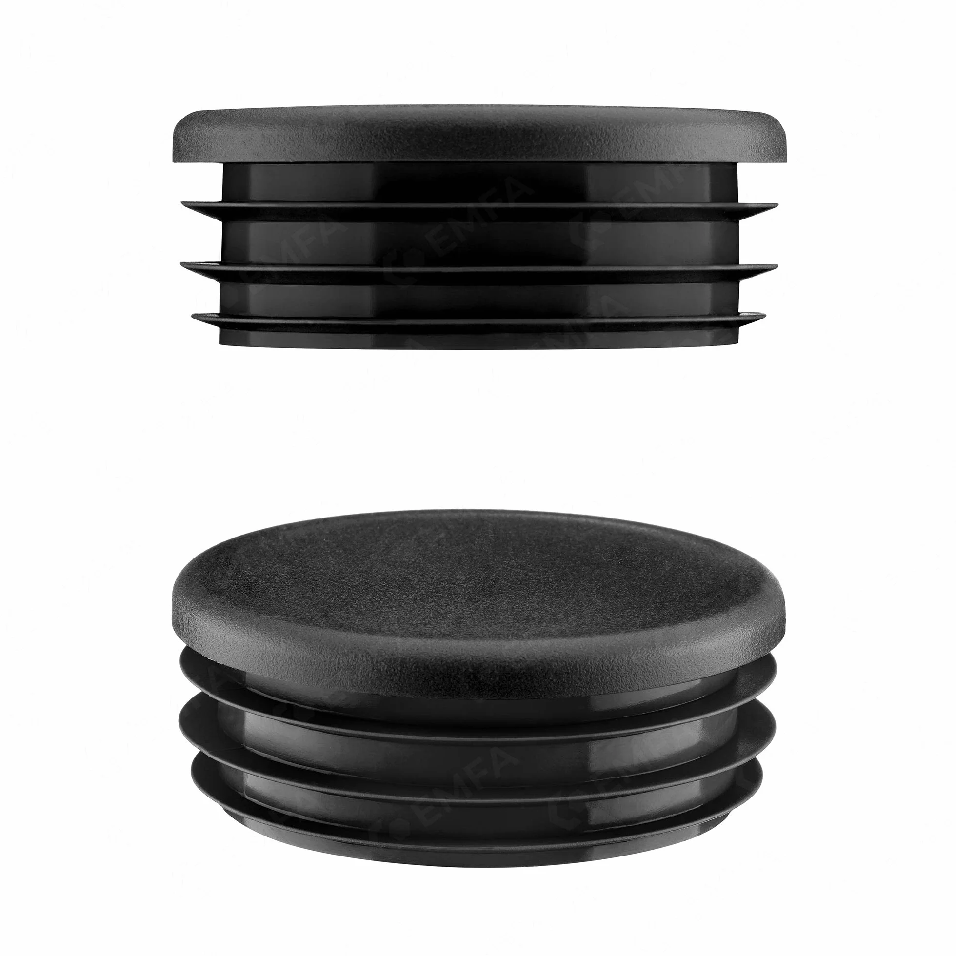 EMFA Tappo alettato tondo 40 mm Nero 4 pezzi - Tappi a lamelle rotondi 40mm per tubo - Terminali in plastica protettivi 4 cm