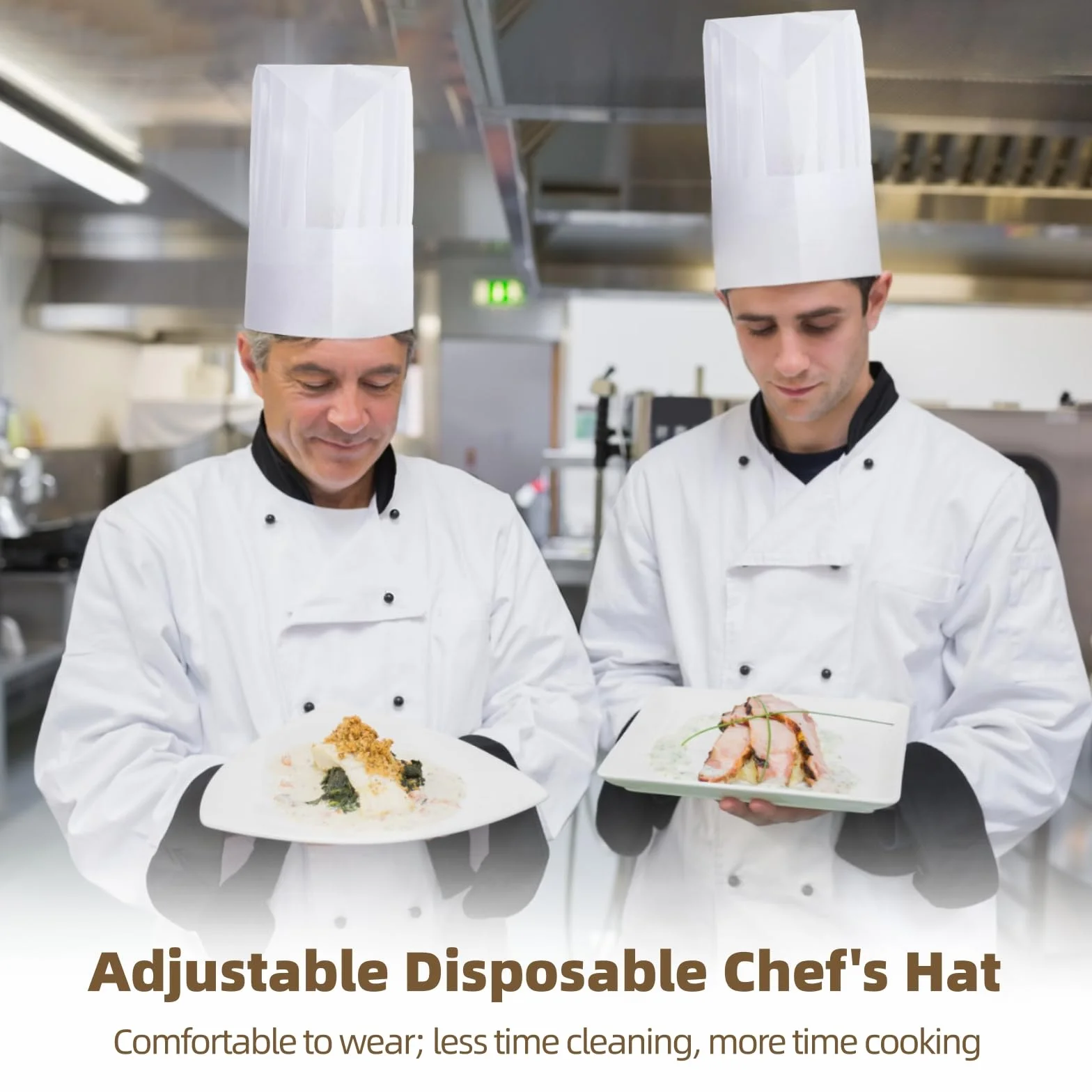 CACAZI 50 cappelli da chef usa e getta, in tessuto non tessuto, regolabili e traspiranti
