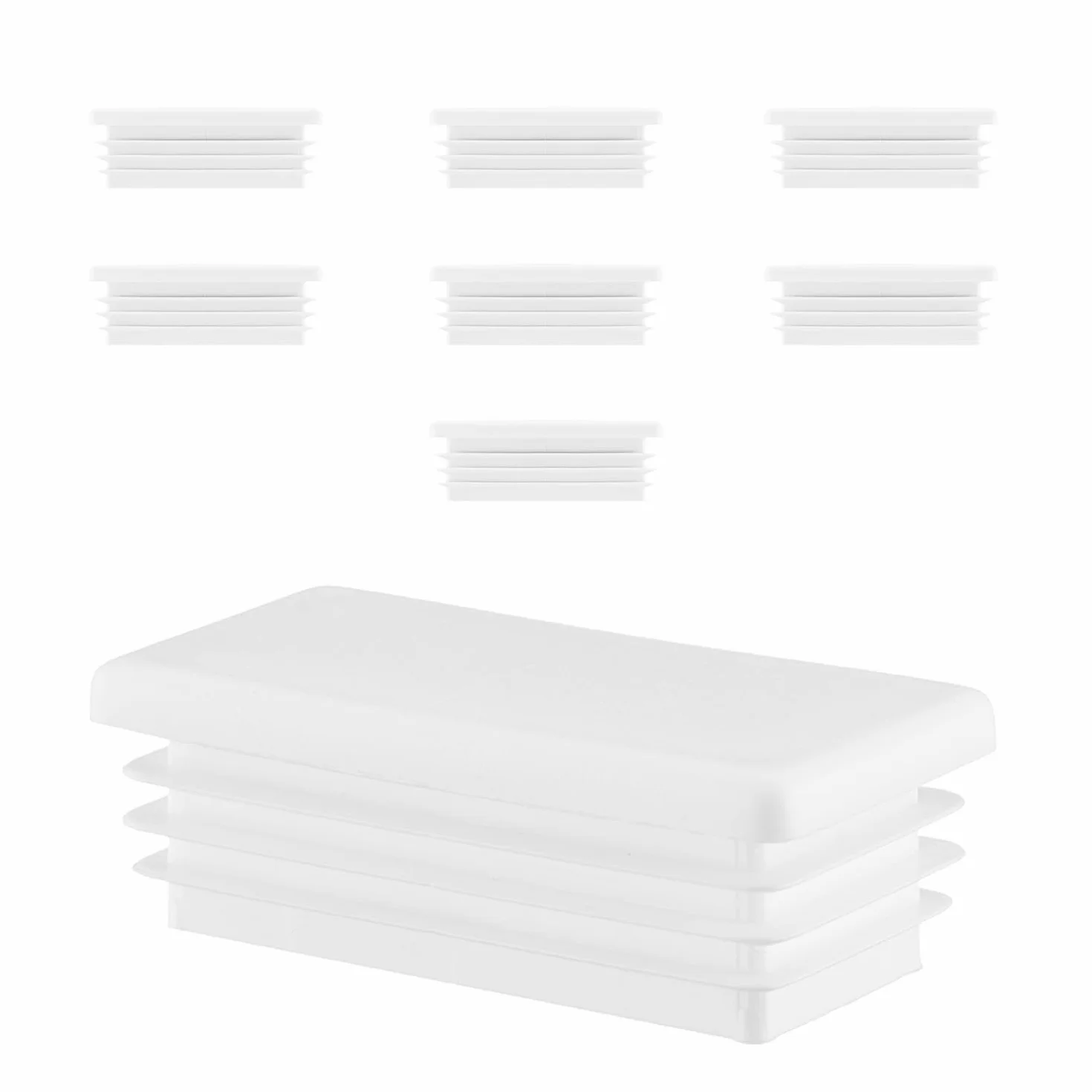 Tappi a Lamelle Rettangolari 40x15 mm Plastica Bianco - Tappo per Tubo per Mobili in Ferro - Set 8 Pezzi 4x1,5 cm