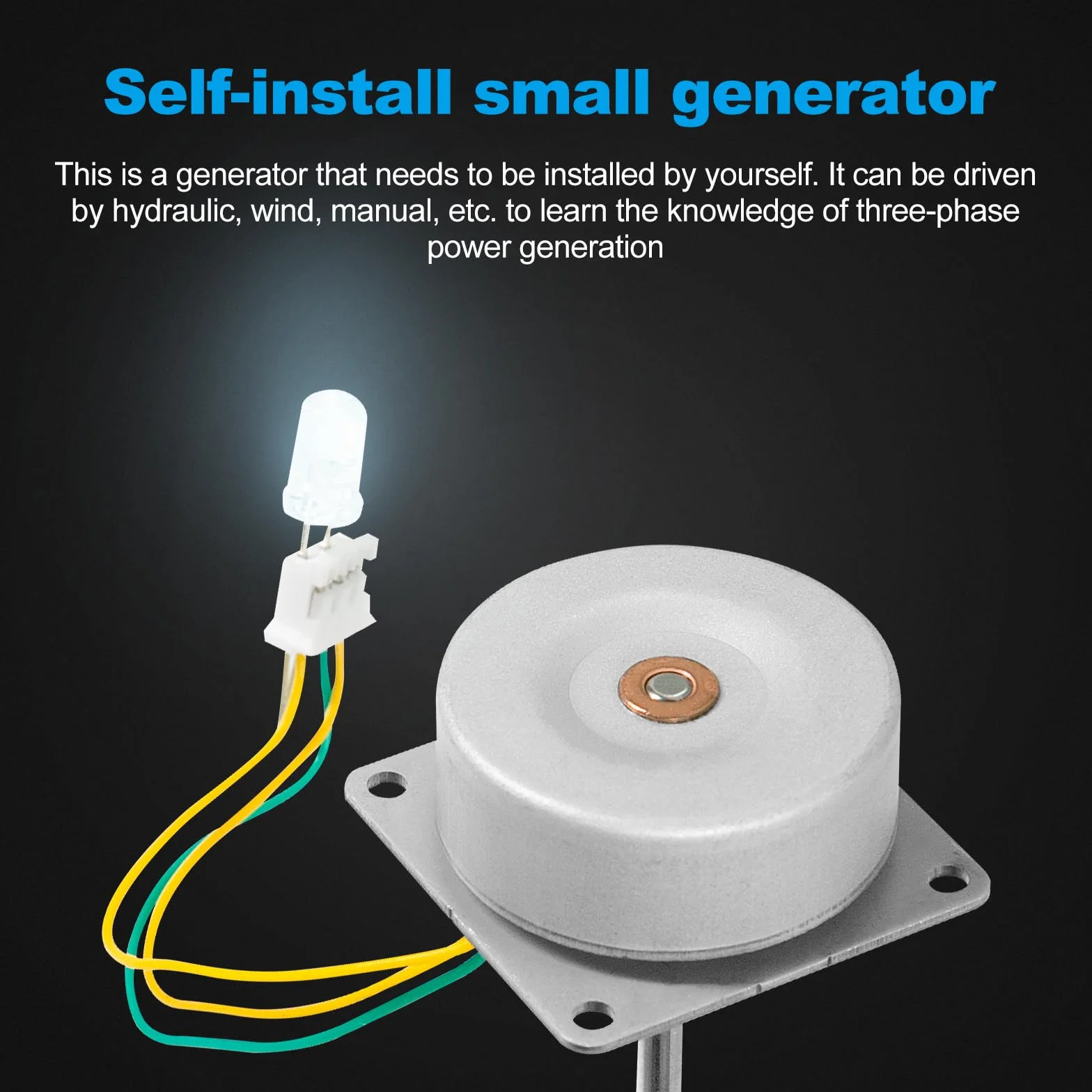 Micro motore senza fili a mano AC 3-24 V 3-24 V, mini generatore di energia eolica, generatore di turbine eoliche, strumento didattico esperimento modello, per generazione di energia trifase, 0,1A-1A