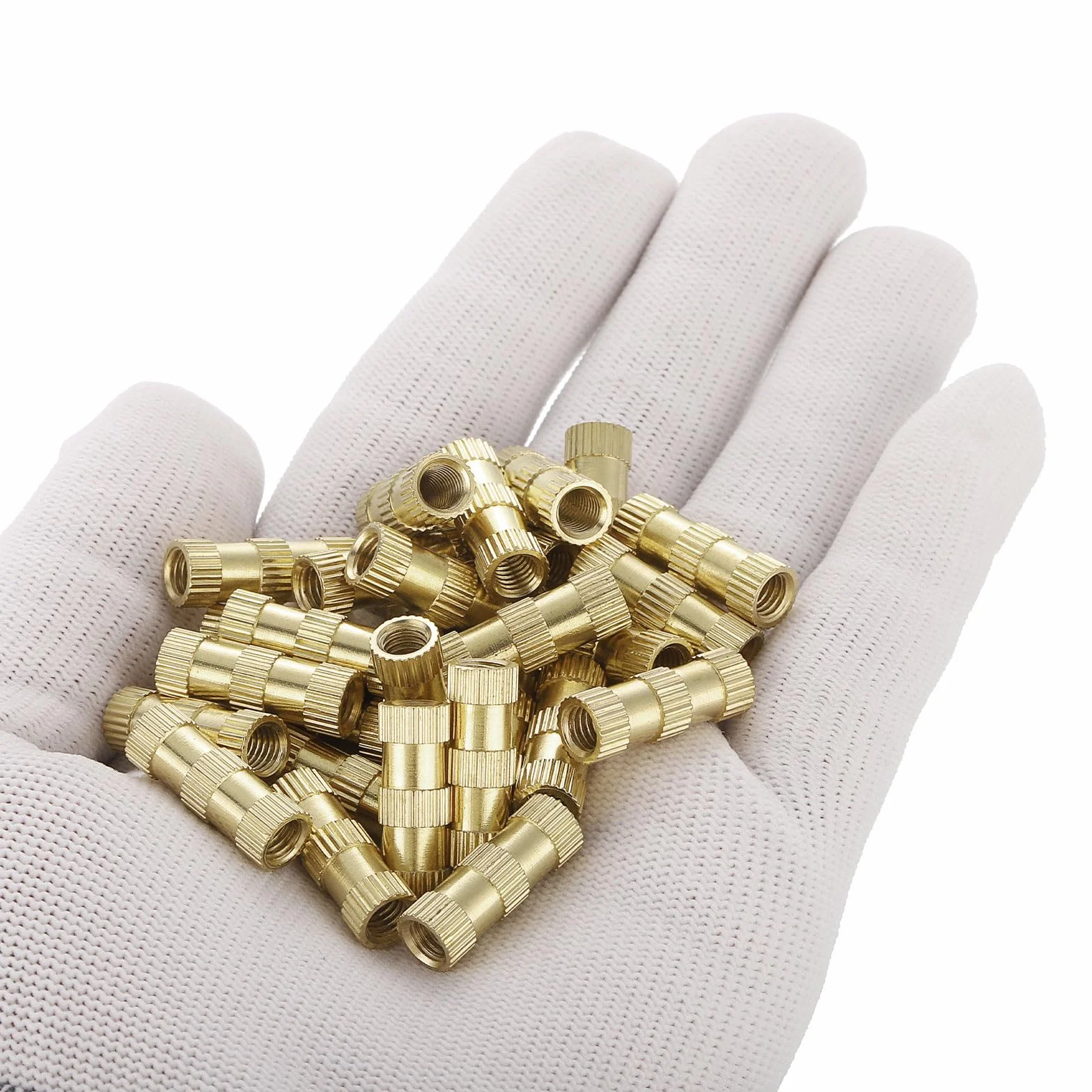 QUARKZMAN Dadi Inserti Scanalati 15pz M5 x 20mm x 7mm Inserti Filettati Femmina Ottone