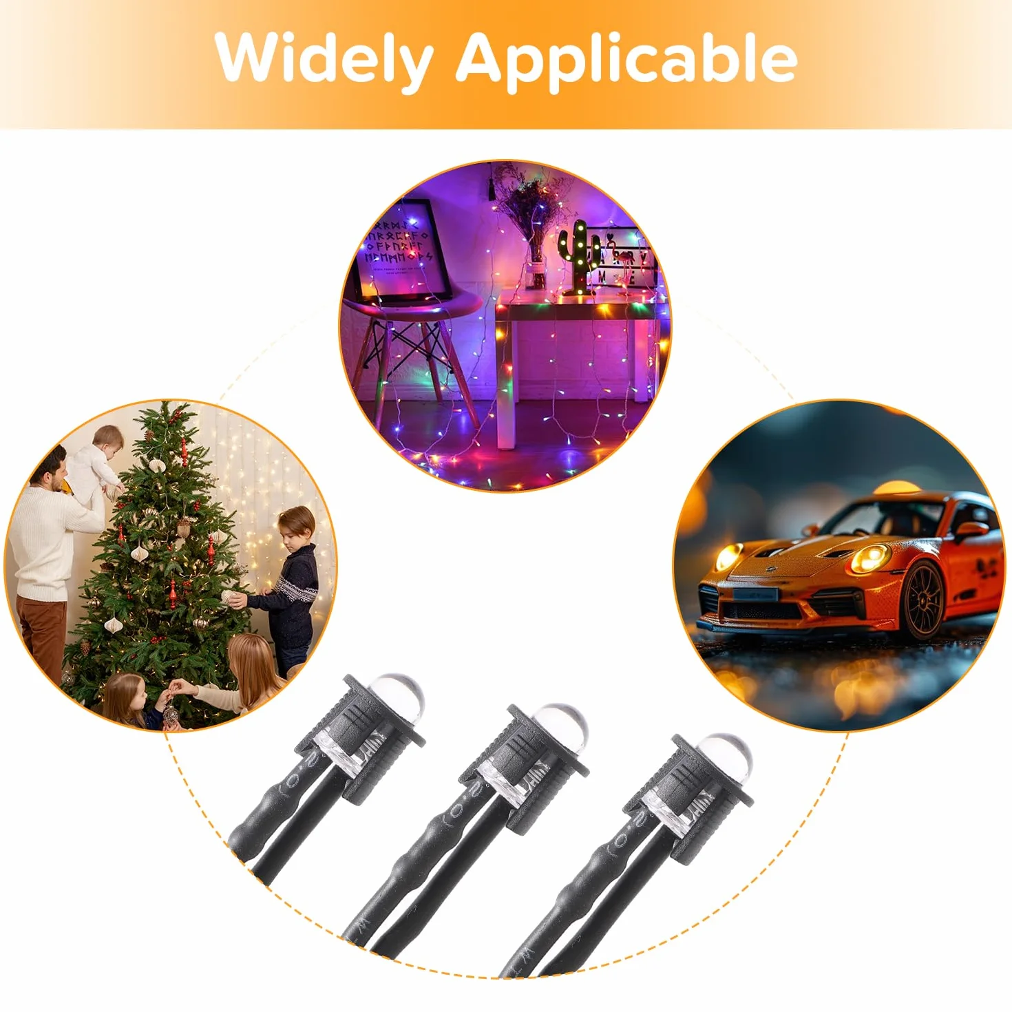 50 Pezzi 5mm 12V Diodo LED Precablata 20cm con Supporto Plastica, 10 Colori
