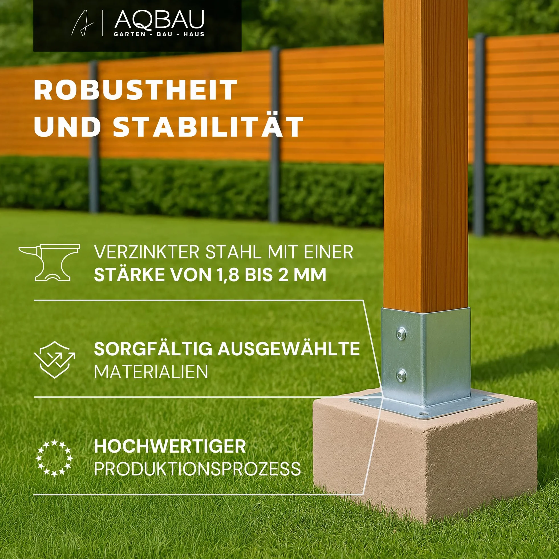 Supporto per palo da avvitare 50 x 50 mm, staffa zincata a caldo per recinzione pergolato