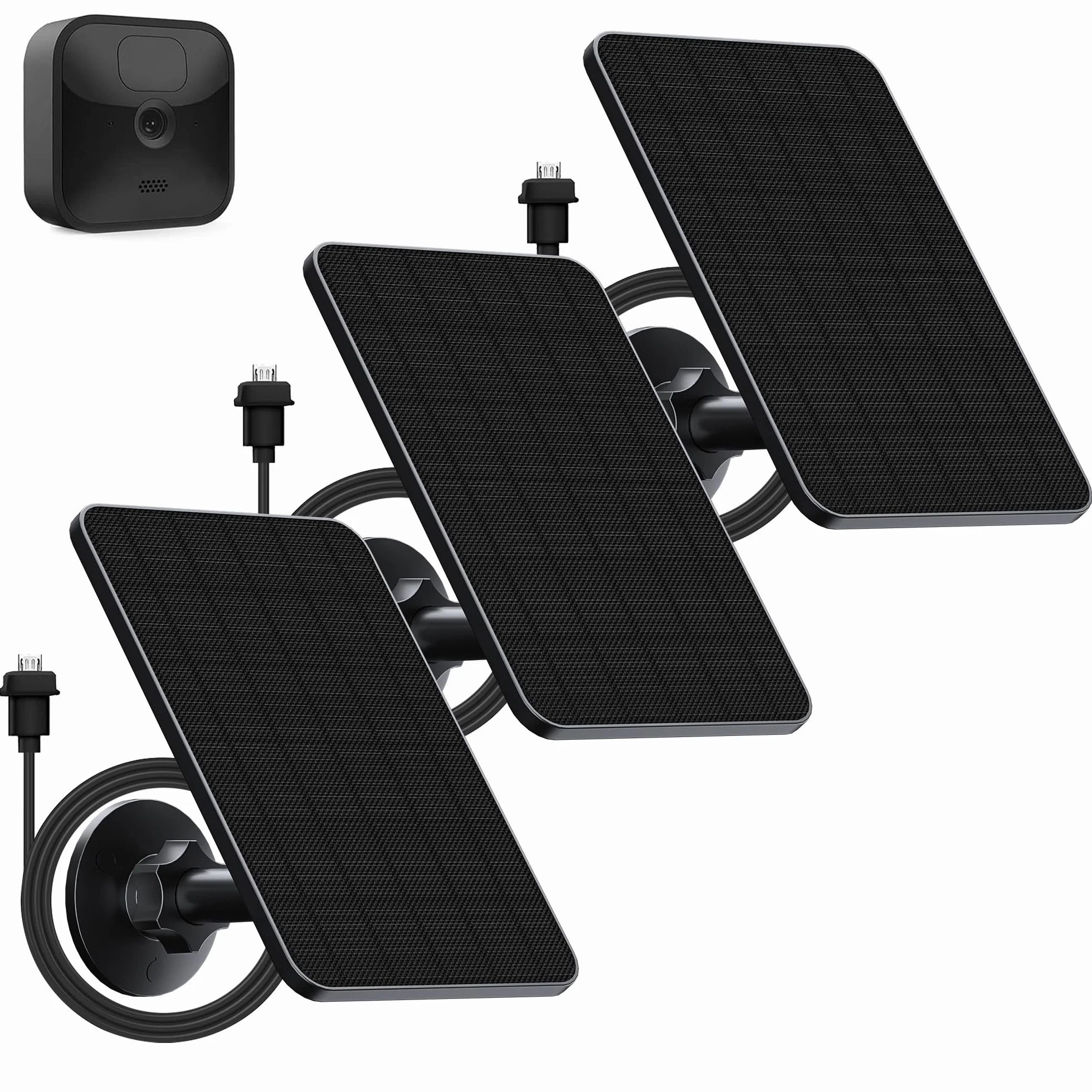 Pannello Solare per Blink Camera Outdoor,4W Blink Solar Panel Compatibile con Blink Outdoor,Blink XT2/XT Camera&SimpliSafe Camera(non incluso),IP65 Blink Outdoor(3rd Gen) con Spina di Gomma(3 Pack)