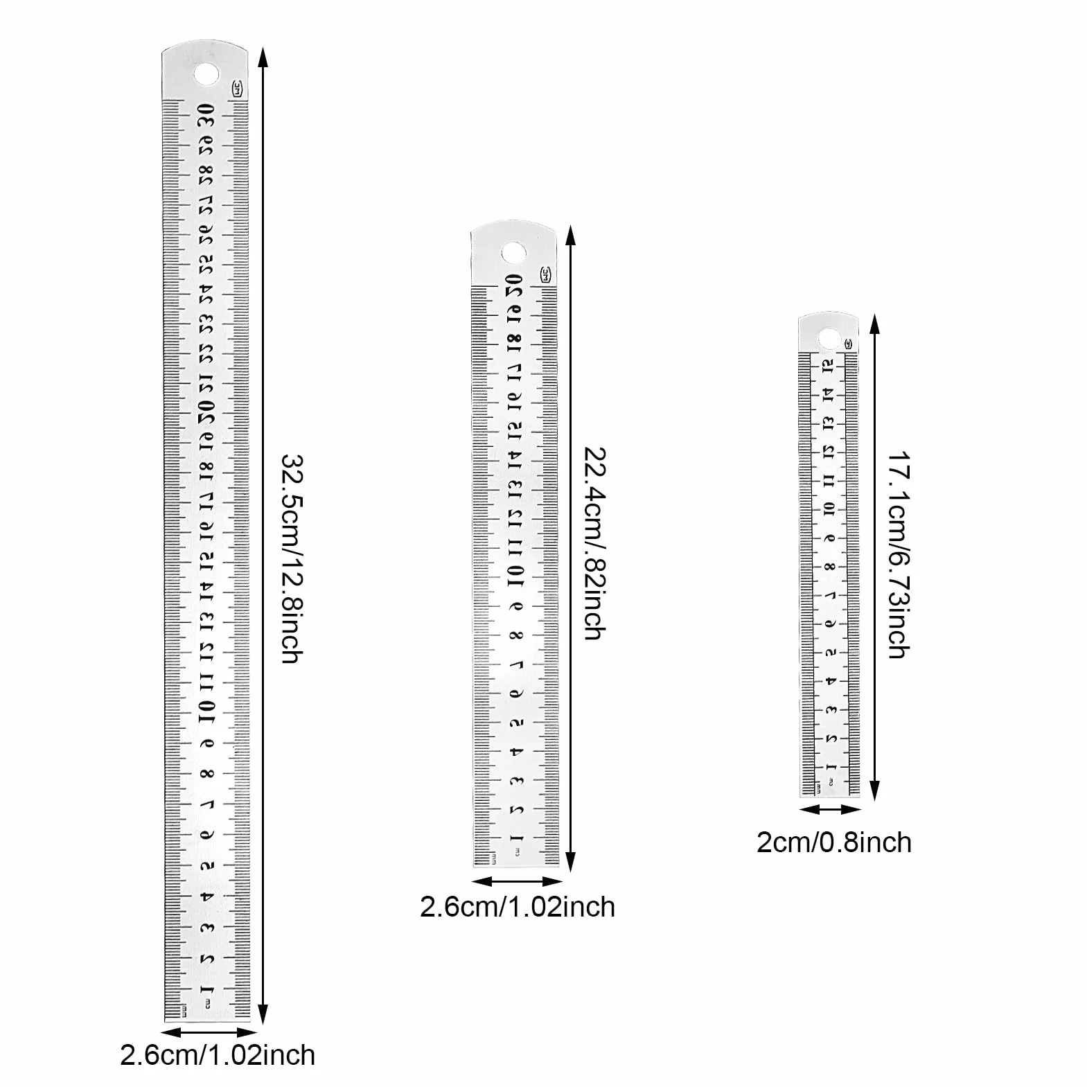Righello in acciaio inox 15 cm 20 cm 30 cm per ufficio disegno
