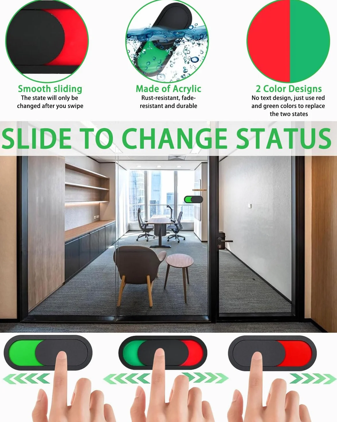 2 Pezzi Cartello Privacy, Indicatore per Porta Scorrevole per Segnaletica Ufficio, Cartello Scorrevole Libero e Occupato Per Porta per Bagno,Ufficio, Sala Riunioni