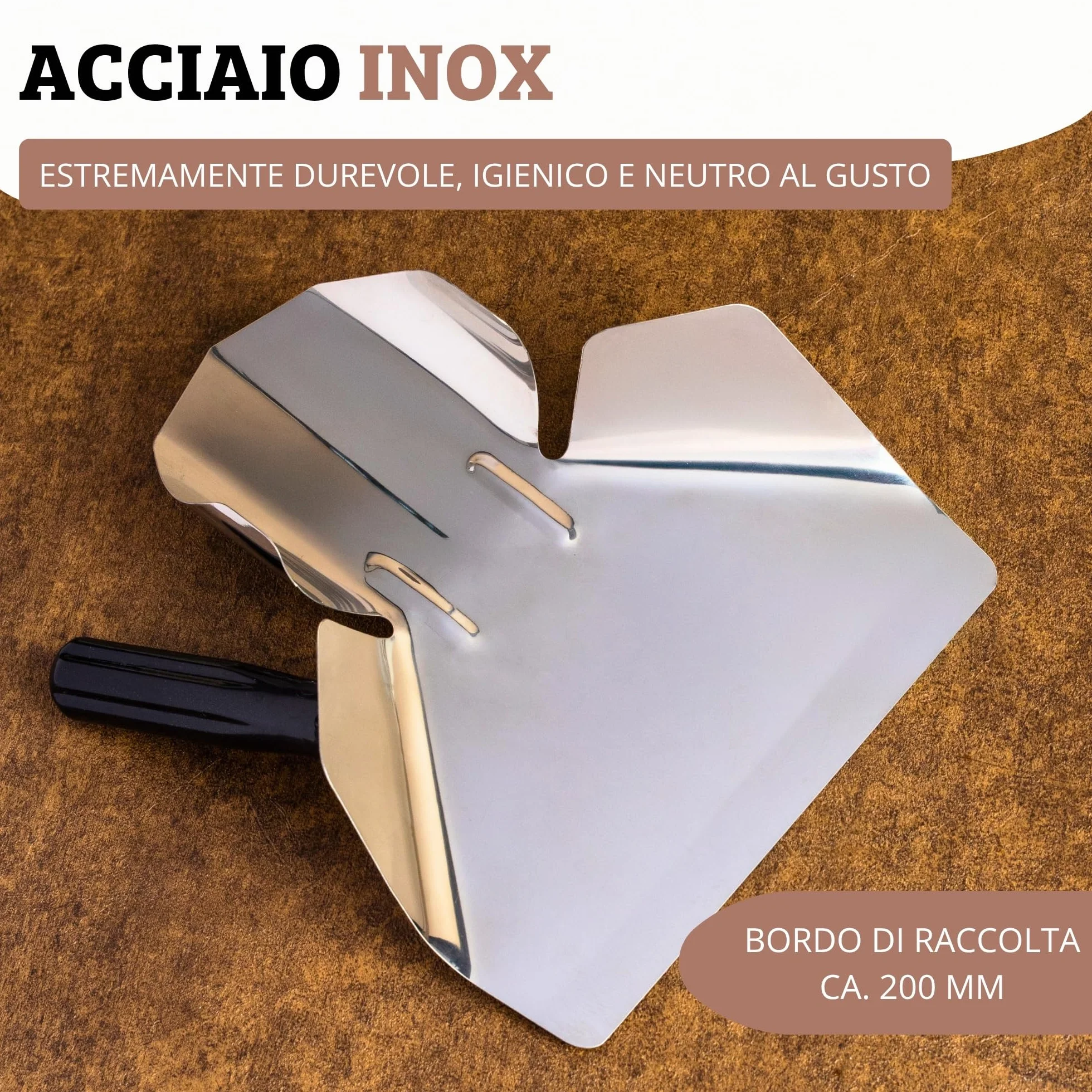 Westmark Paletta per patatine fritte/popcorn, Acciaio inox, 20 x 12 cm, 23 cm, Argento/Nero