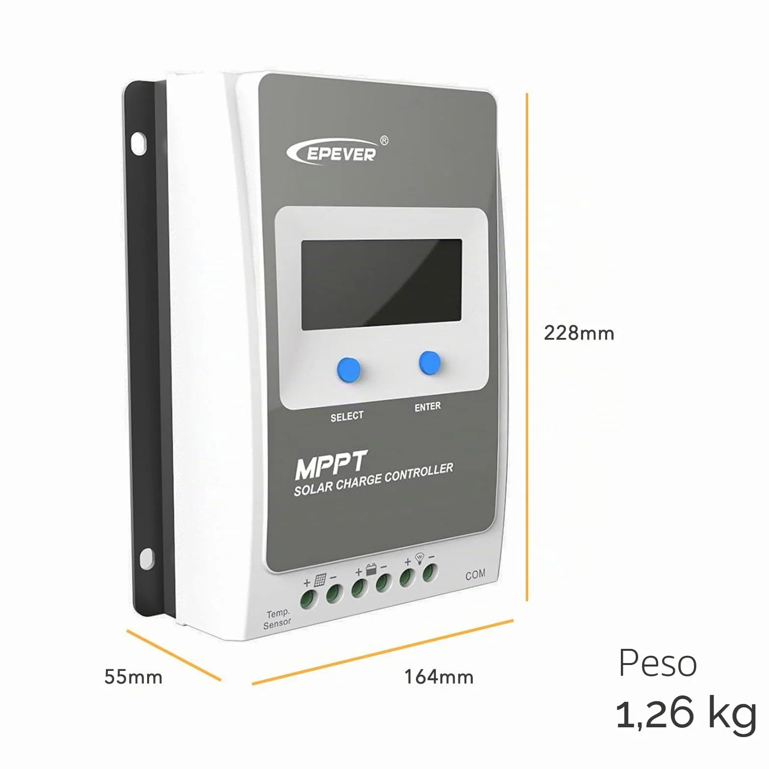 EPEVER® MPPT Tracer-AN G3 – Tracer3210AN G3 Regolatore di Carica Solare, 30A, 12/24VDC auto work, PV 100V, LCD Display, Messa a terra negativa comune