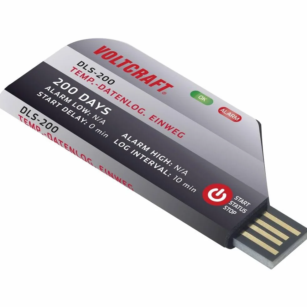 VOLTCRAFT VC-11576730 DLS-200 Data Logger Temperatura Misurazione Temperatura da -30 a 70 °C Registratore dati usa e getta, funzione PDF