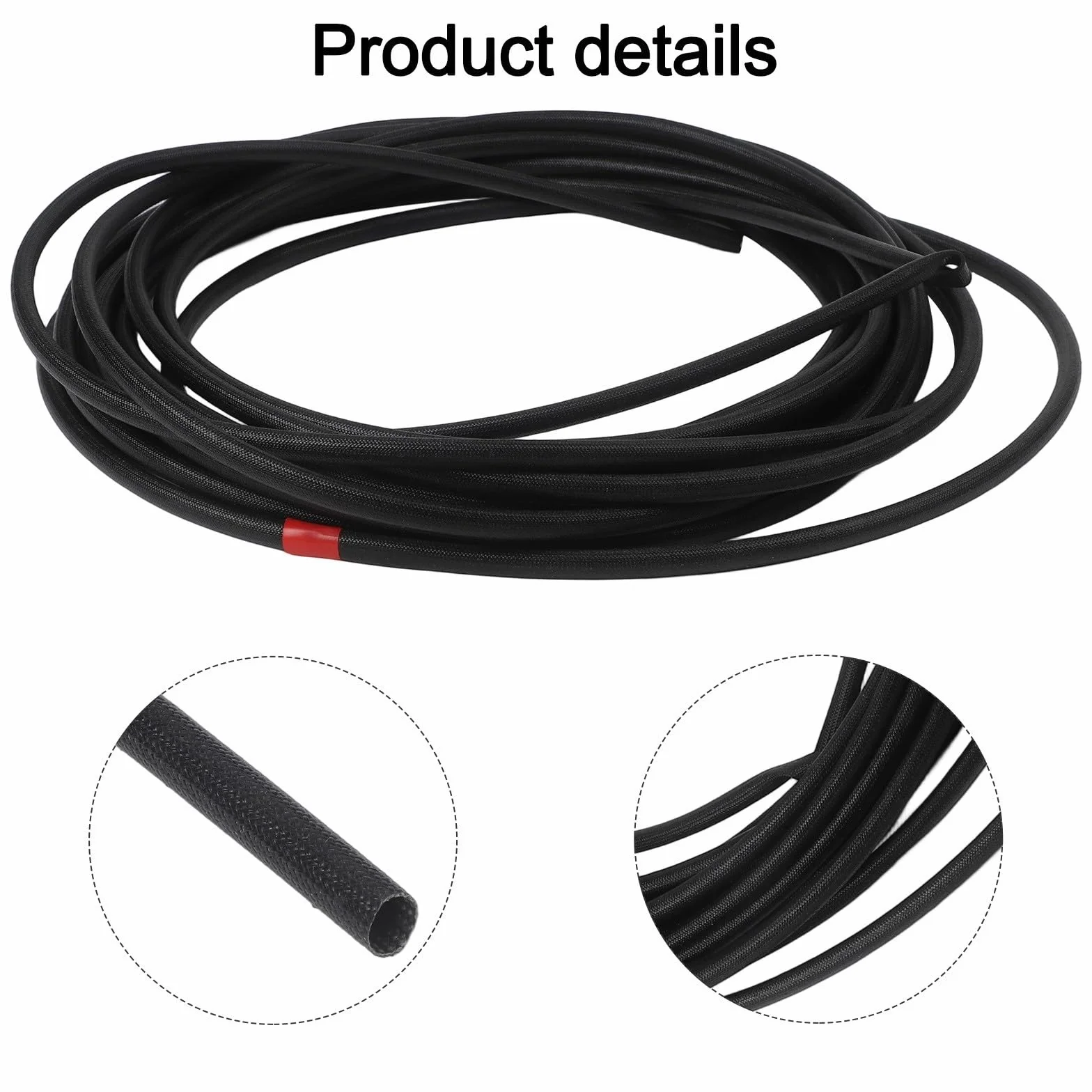 Guaina in fibra di vetro resistente alle alte temperature, 10 m, ignifuga, per raffreddamento ad olio combustibile, sistemi PCV, protezione contro le emissioni di vapore, nero (6 mm)