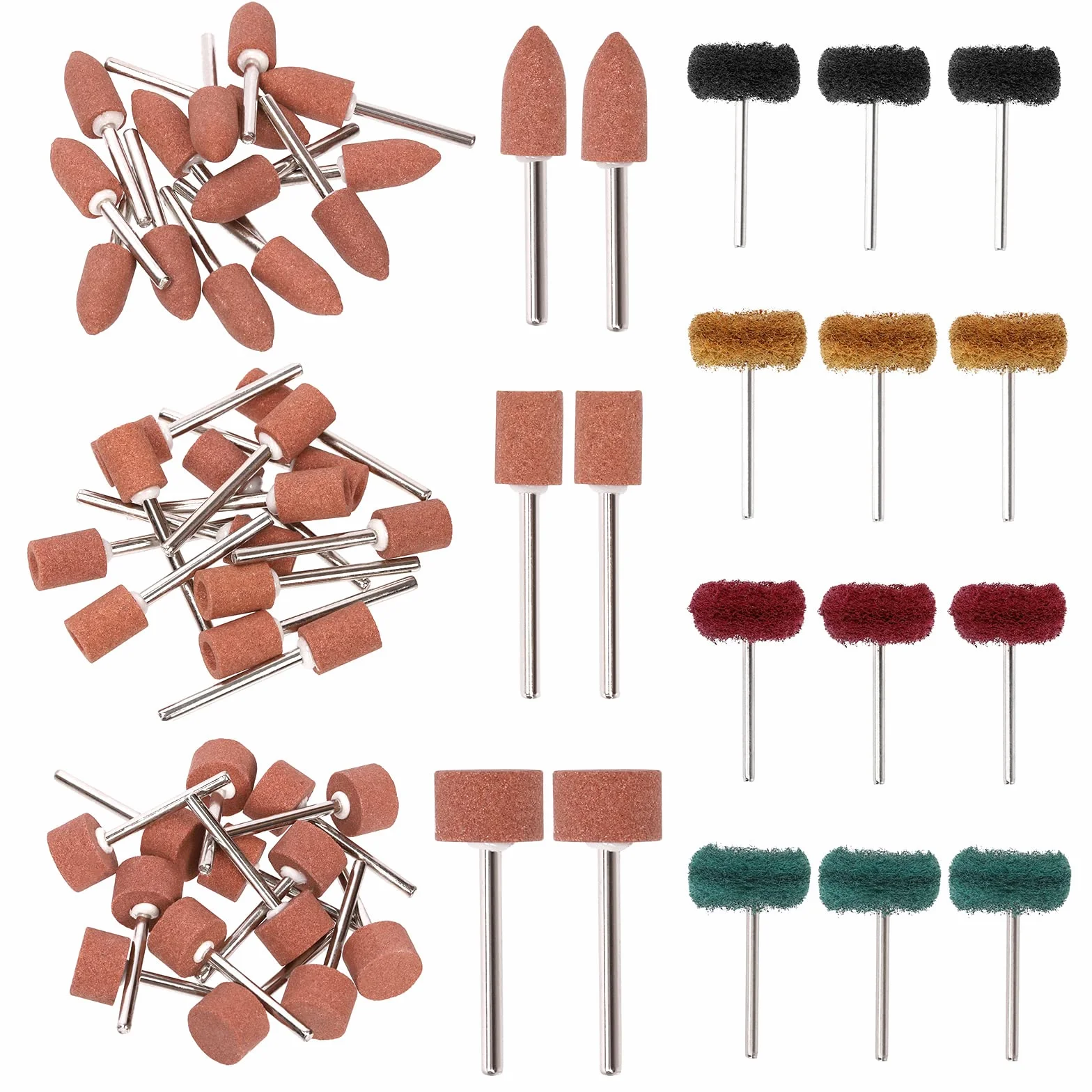 Glarks 62Pcs Abrasivo Grinding Stone Points Sanding Drill Bit e 120/180/320/400 Grits Abrasivo Lucidatura Ruote Set con 1/8 "Shank per Rotary Tool