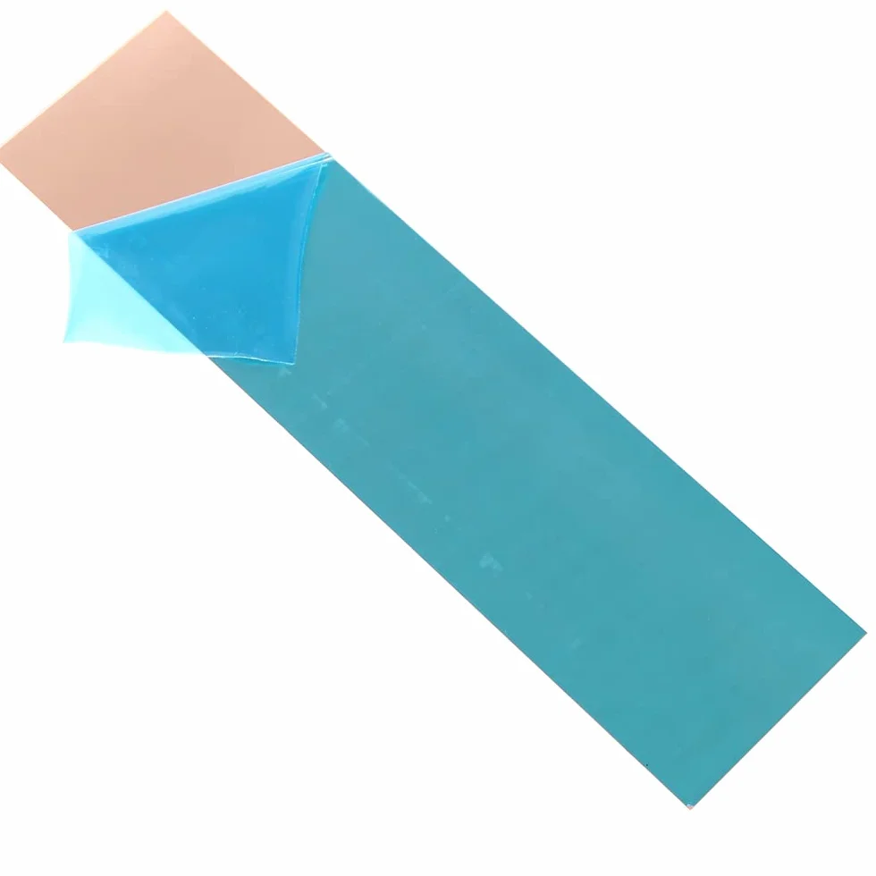 4 Pz 99,9% + Fogli di Rame Puro, 255 x 63 x 0,3 mm di spessore, Calibro 28, Senza Graffi, Piastra di Rame con Pellicola