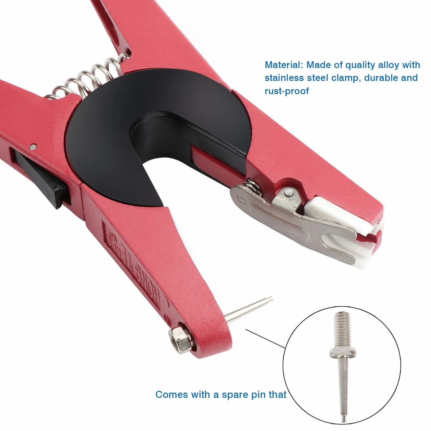 Pinze per Etichette per Animali Bestiame Animale Marchio Auricolare Pinza Applicatore per l'Installazione di Suini Bovini Pecore Orecchio Marchio Auricolare (Rosso)