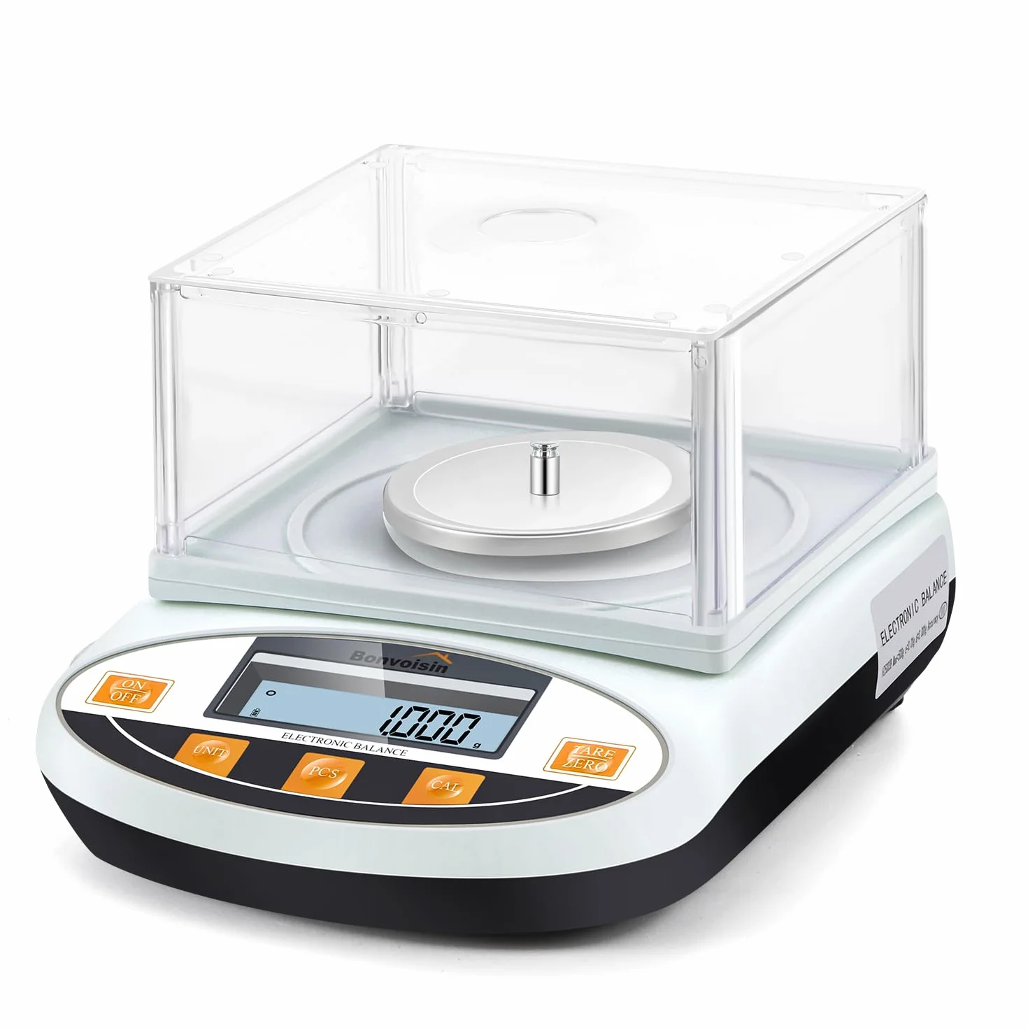 Bonvoisin Bilancia Analitica Lab 100-500g, 0.001g Bilancia di Precisione Digitale con Parabrezza e Pesi di Calibrazione (100g,0.001g)