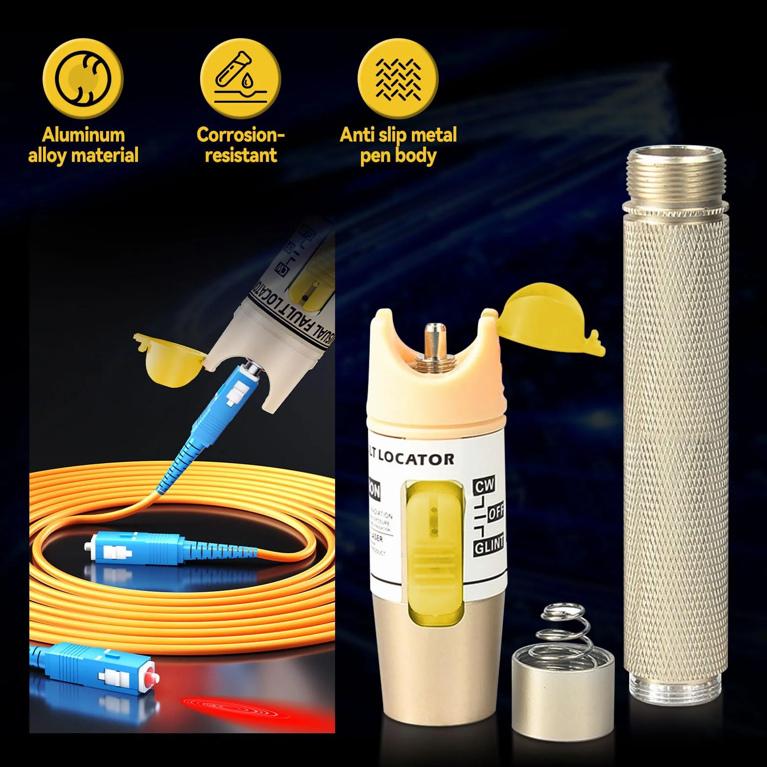 Visual Fault Locator 100 mW, tester per cavi in fibra ottica con interfaccia universale 2,5 mm FC/ST/SC