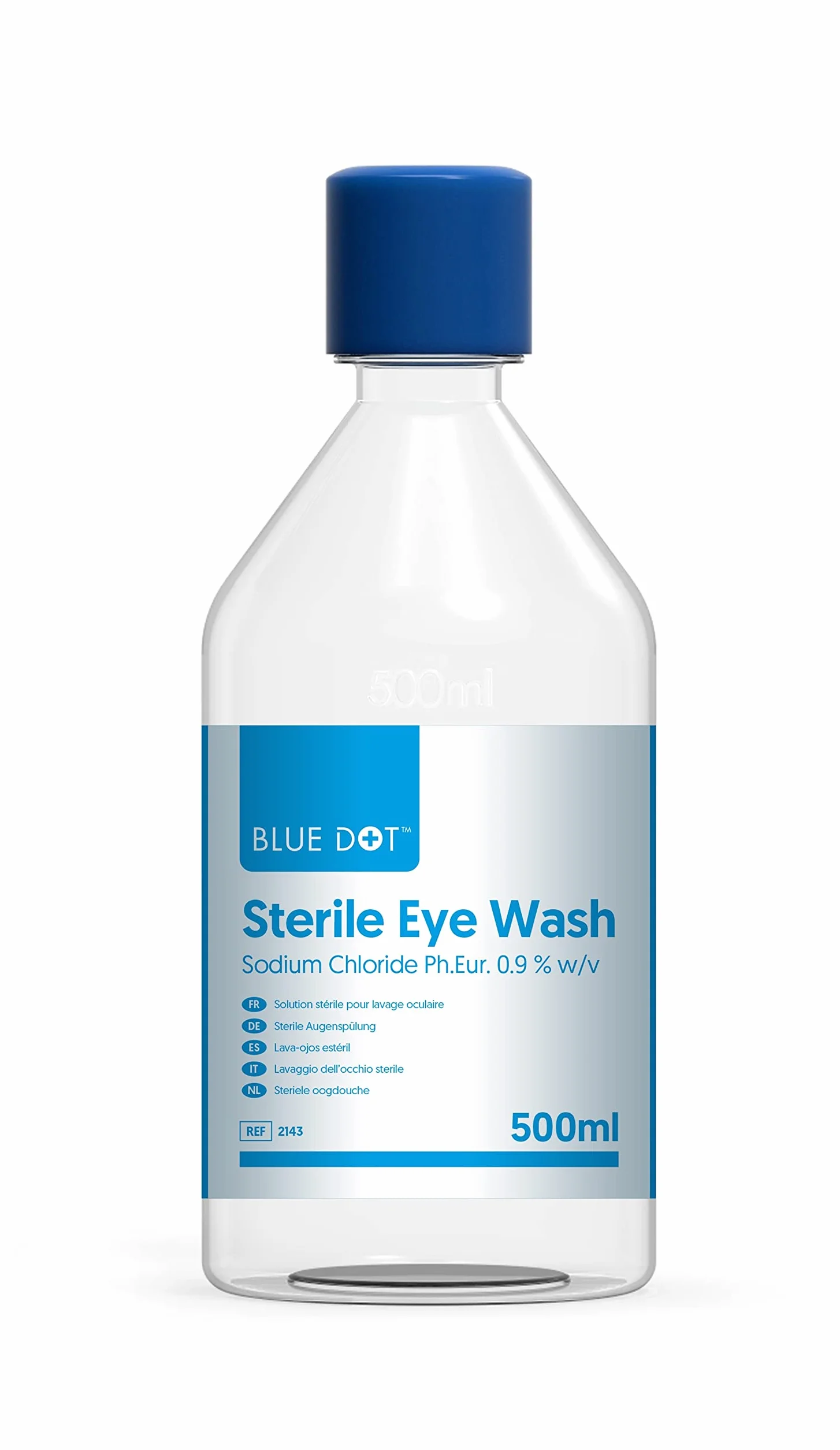 Soluzione per il lavaggio degli occhi Blue dot 500 ml flacone rotondo