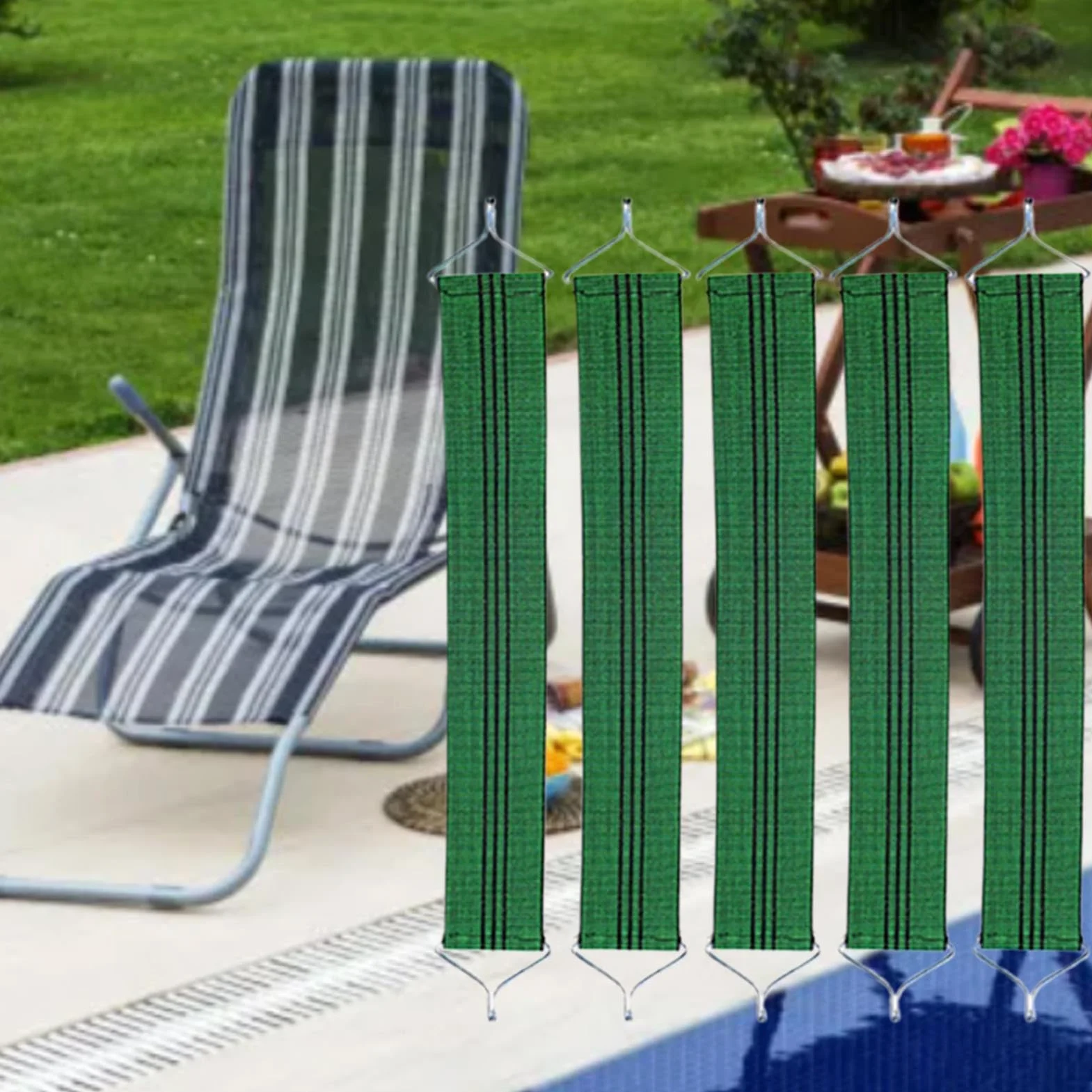 Set di 5 cinghie reclinabili in tessuto di ricambio per poltrone da salotto rinforzate, resistenti cinghie elastiche per esterni, patio, spiaggia, giardino, prato