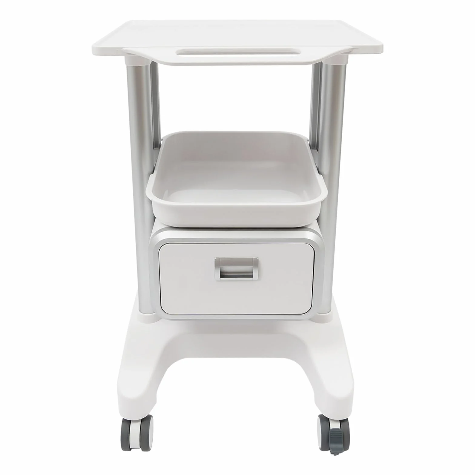 Carrello per dispositivi medici con cassetto e ripiano superiore, portata 100 kg per laboratorio clinica ospedale