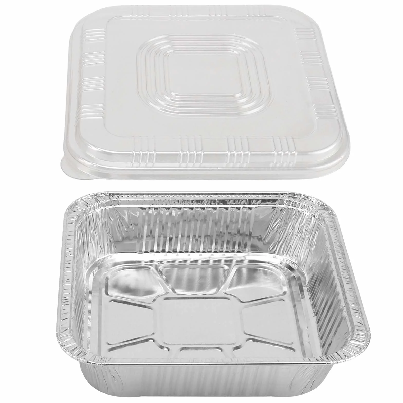 PINGEUI 30 vassoi in alluminio 20,5 x 20,5 x 4,5 cm con coperchio trasparente
