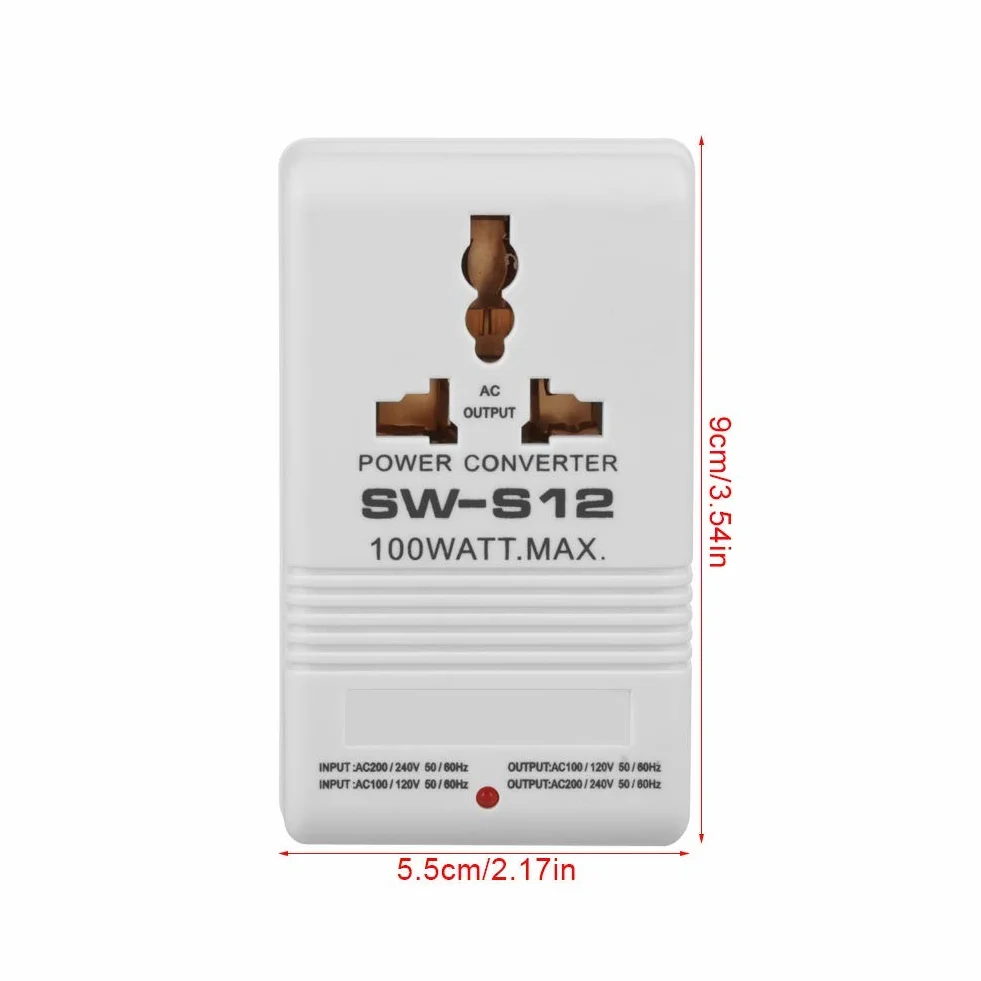 Aggiornato Adattatore da Viaggio Universale, Adattatore Presa Spina 100W 110V / 120V to 220V / 240V Hub Up and Down Inverter Transformer 55-60HZ (CN standard plug)