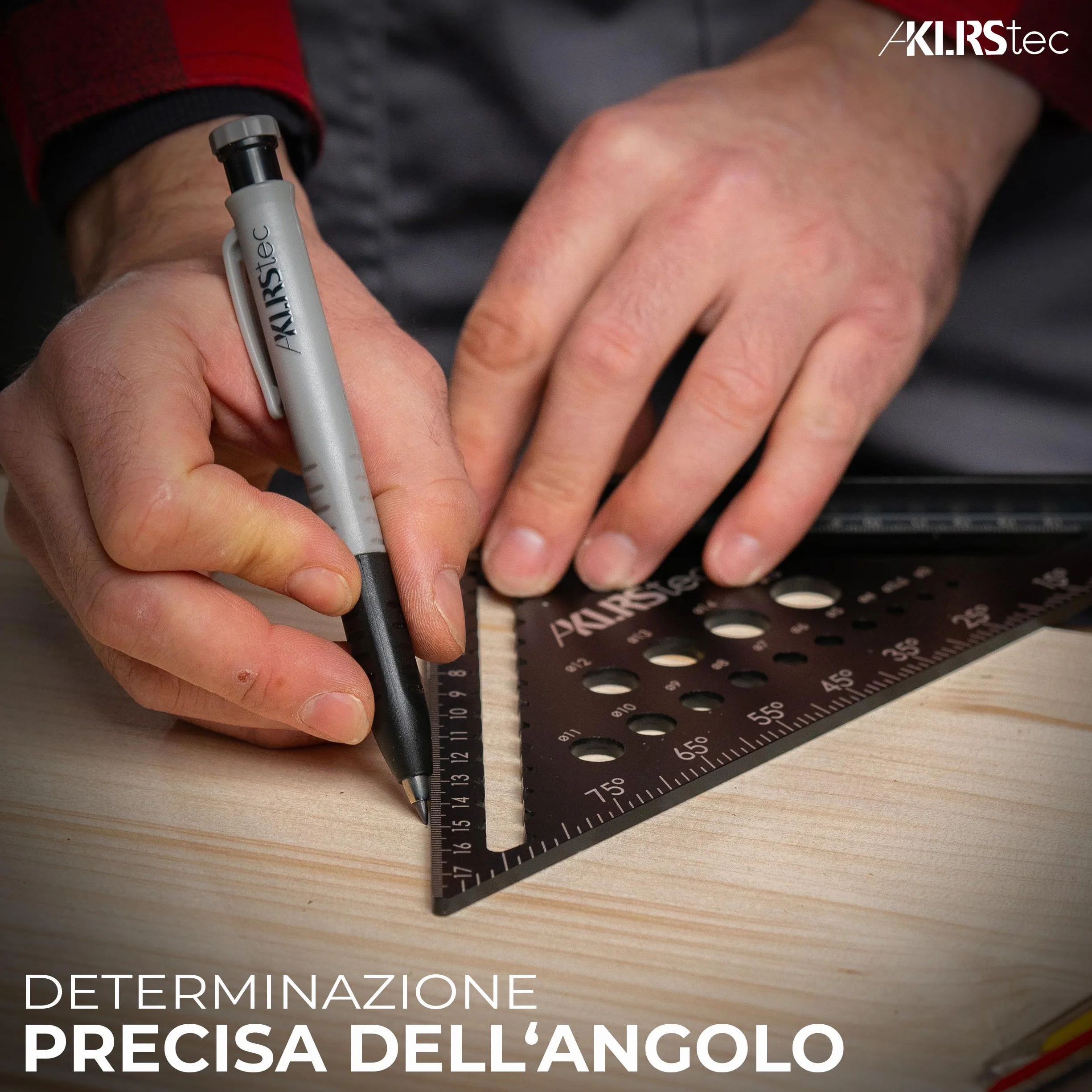 Squadra da falegname professionale Set utensili lavorazione legno 7 pezzi con matita e puntali