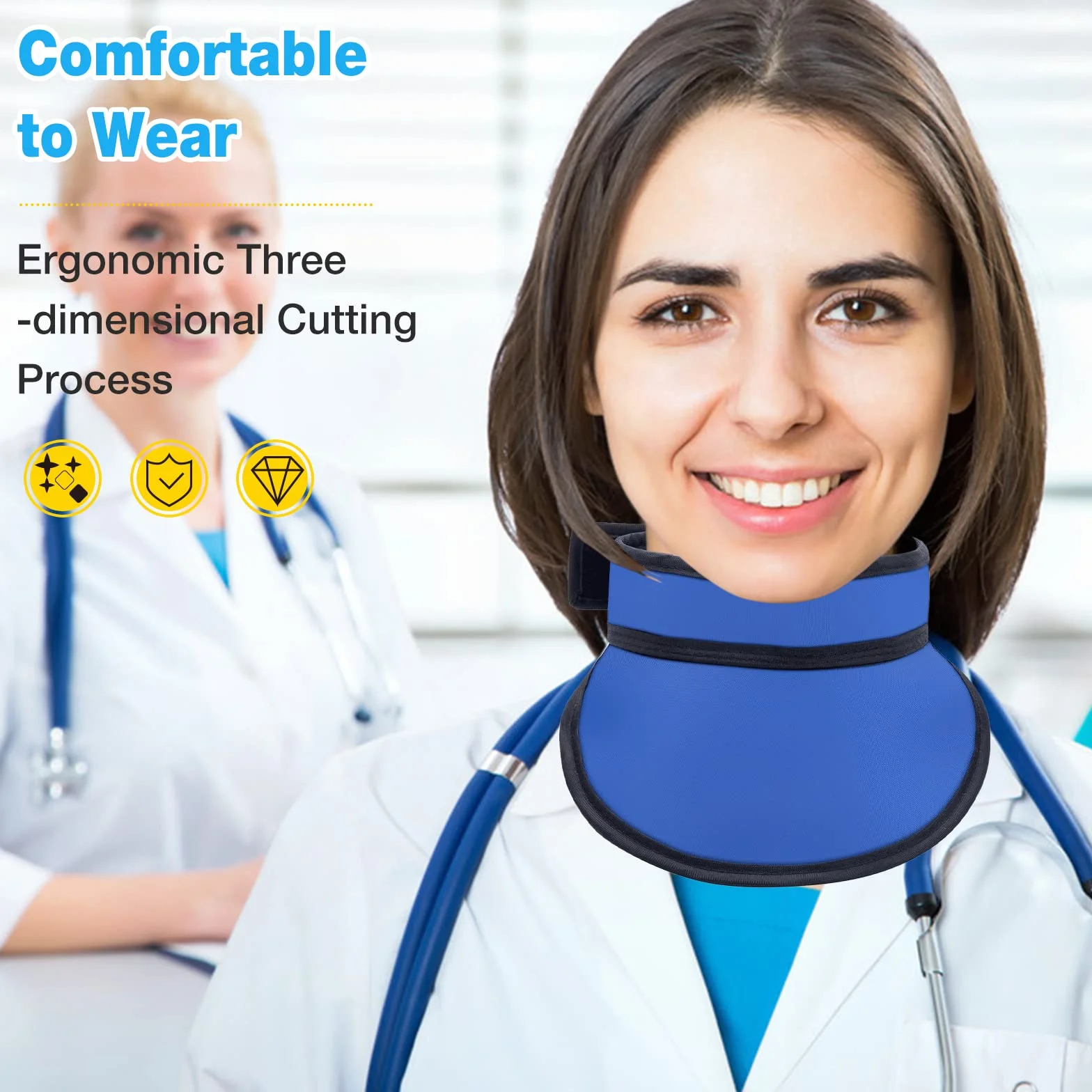 Collare protettivo per tiroide da laboratorio dentale 0,5 mm Pb per radiografie blu