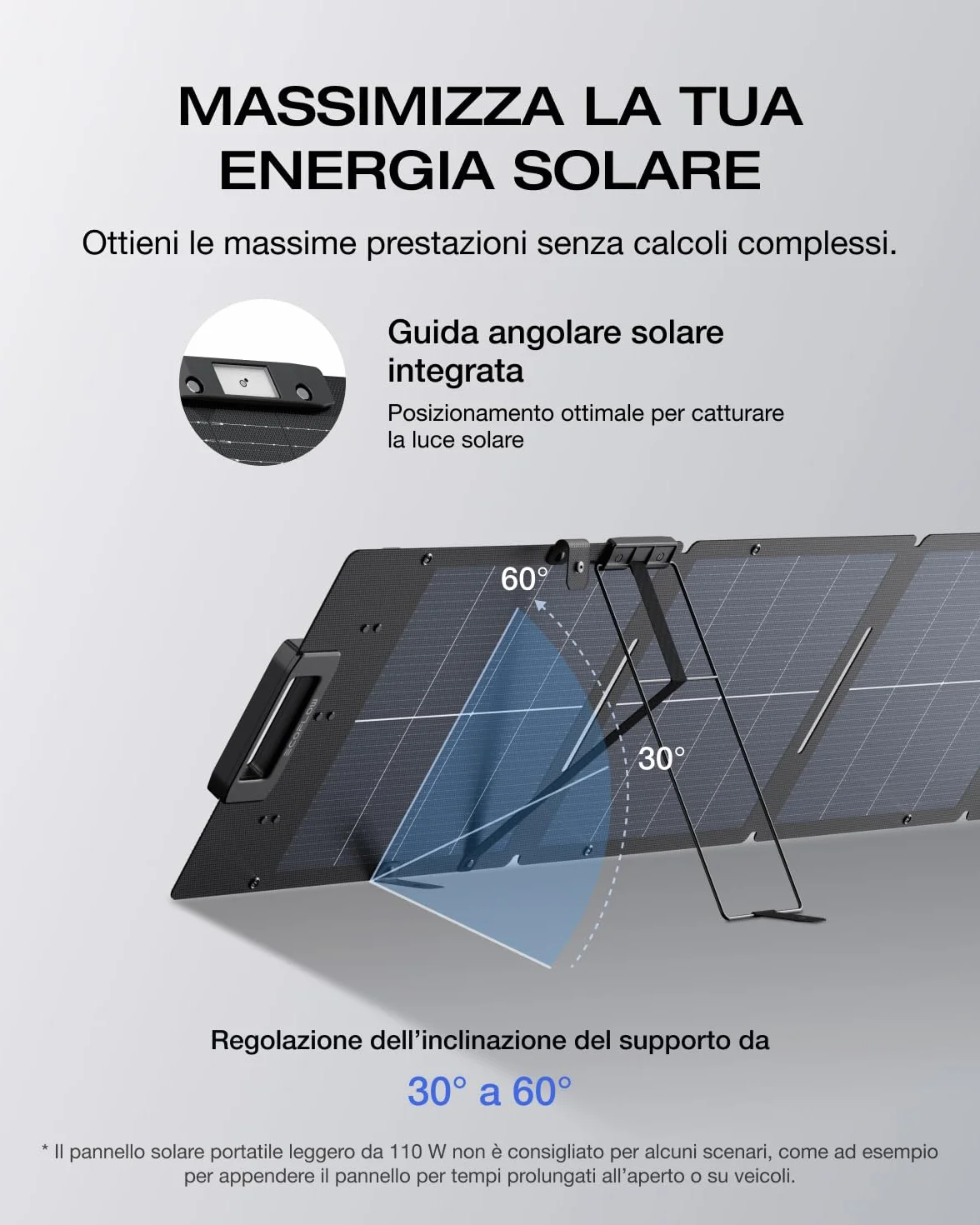 ECOFLOW Pannello Solare Portatile 110W per Centrale Elettrica, Sistema di Ricarica Solare Pieghevole, Concatenabile, Cavalletto Regolabile, Impermeabilità IP67, per l’Uso all’Aperto, Campeggio