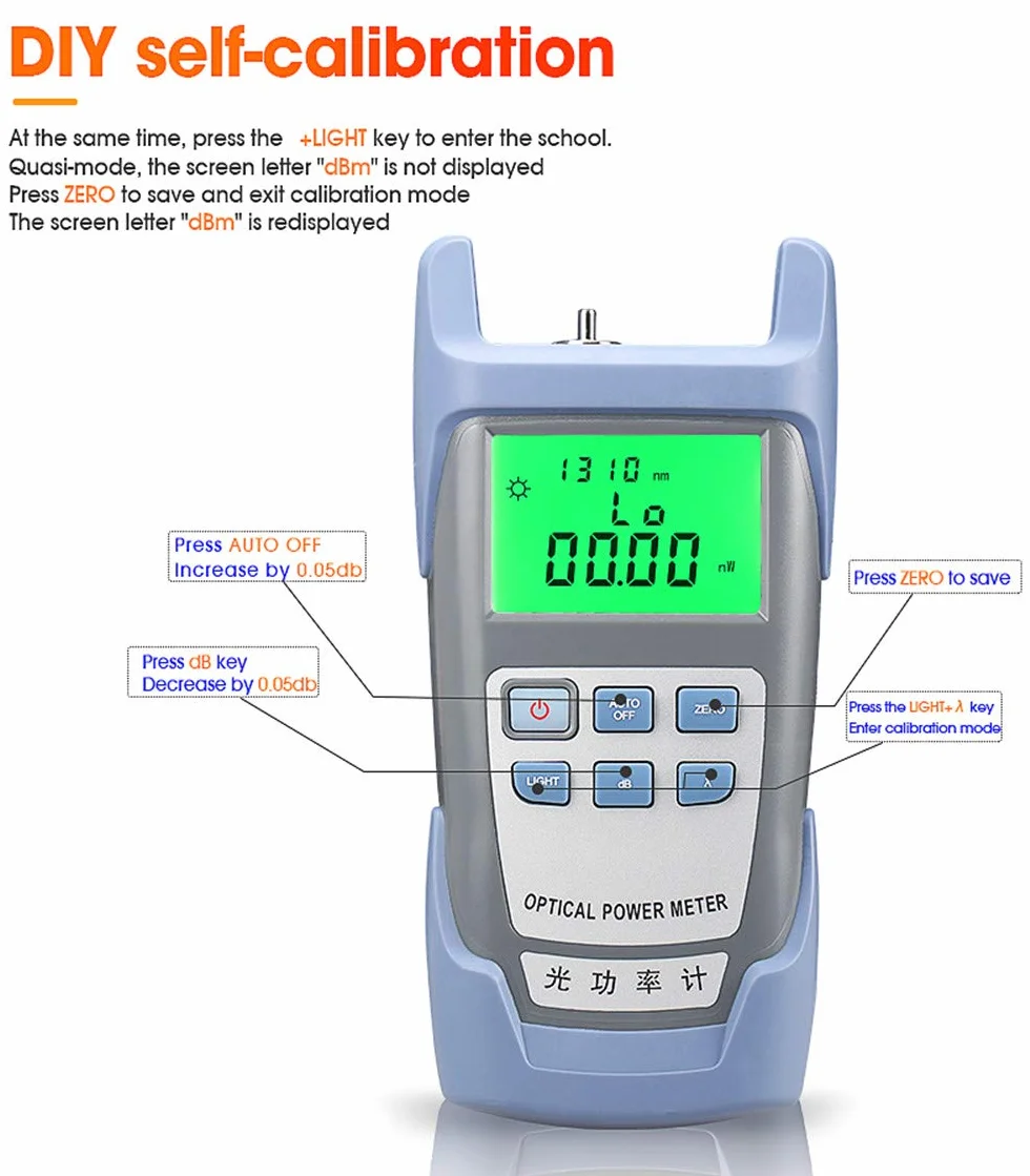 FTTH - Fotometro in fibra ottica Tester cavo ottico Tester fibra ottica da -70 dBm a +10 dBm