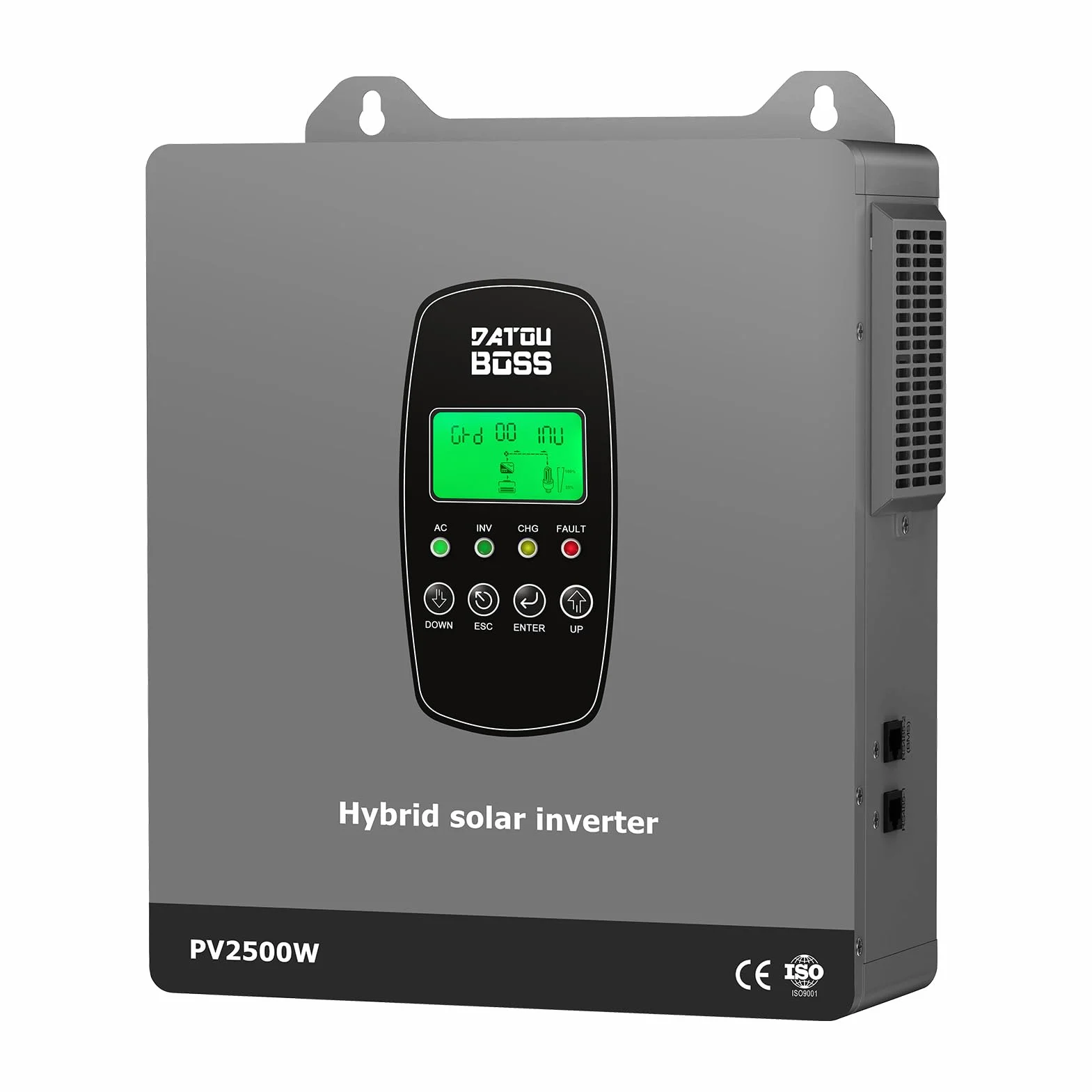 DATOUBOSS Inverter Ibrido Solare 1800W 12V Onda Sinusoidale Pura, Inverter 12V a 220V/230V AC con Regolatore di Carica Solare MPPT, Sistema di Protezione BMS, per Batterie al Litio (12V-1800W)