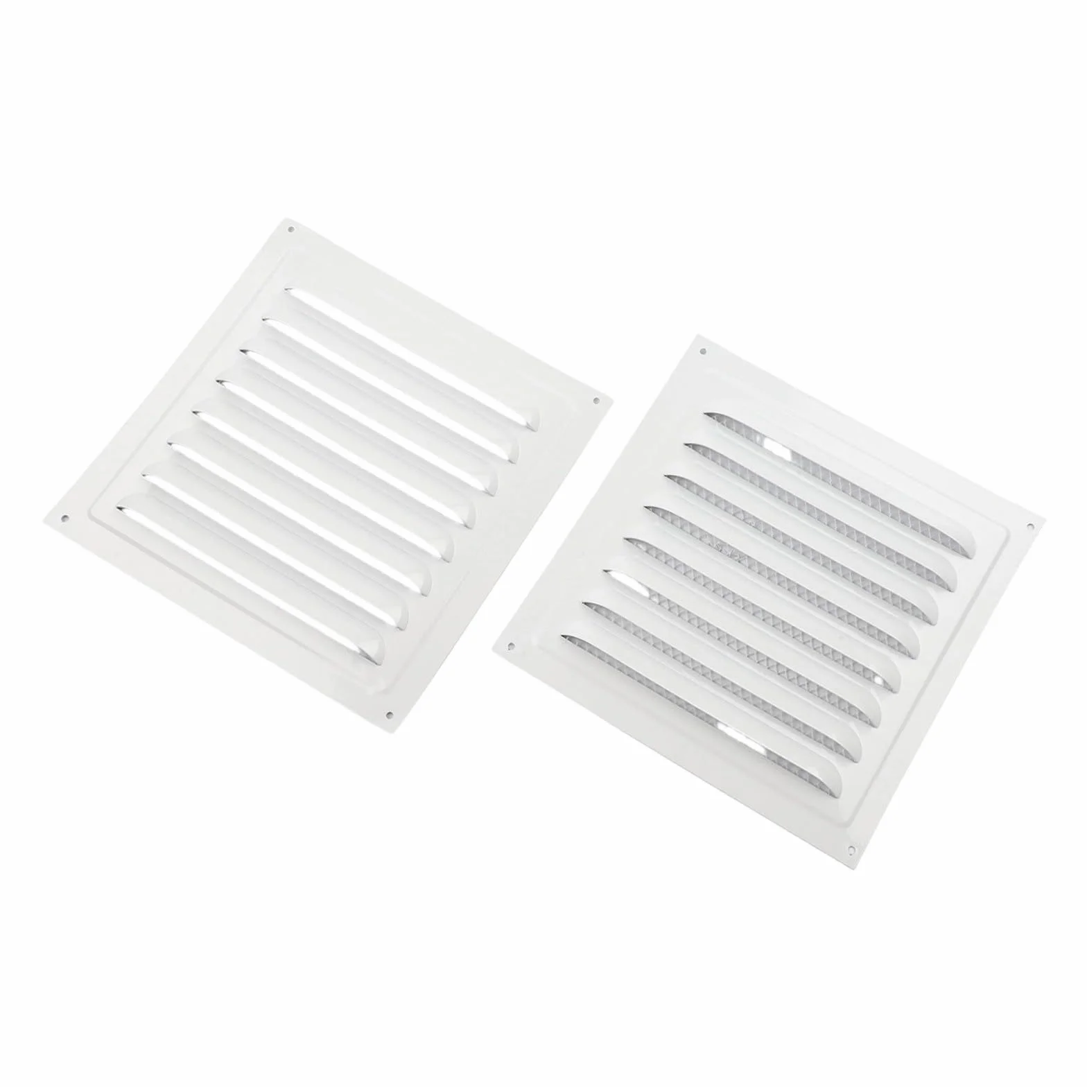 Elegante griglia di ventilazione per un migliore flusso d'aria, 20 x 20 cm, con zanzariera per soffitto e parete laterale, 2 pezzi, colore: bianco